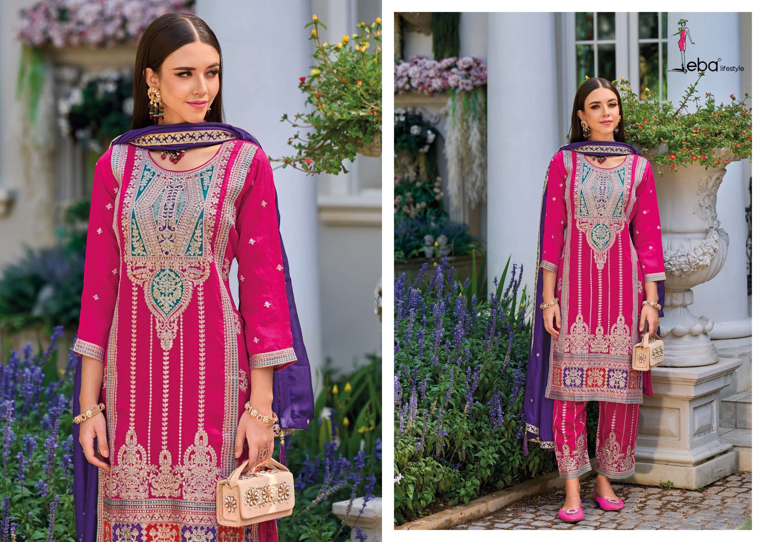 Eba Arzo Embroidery Kurti Pant With Dupatta Wholesale catalog