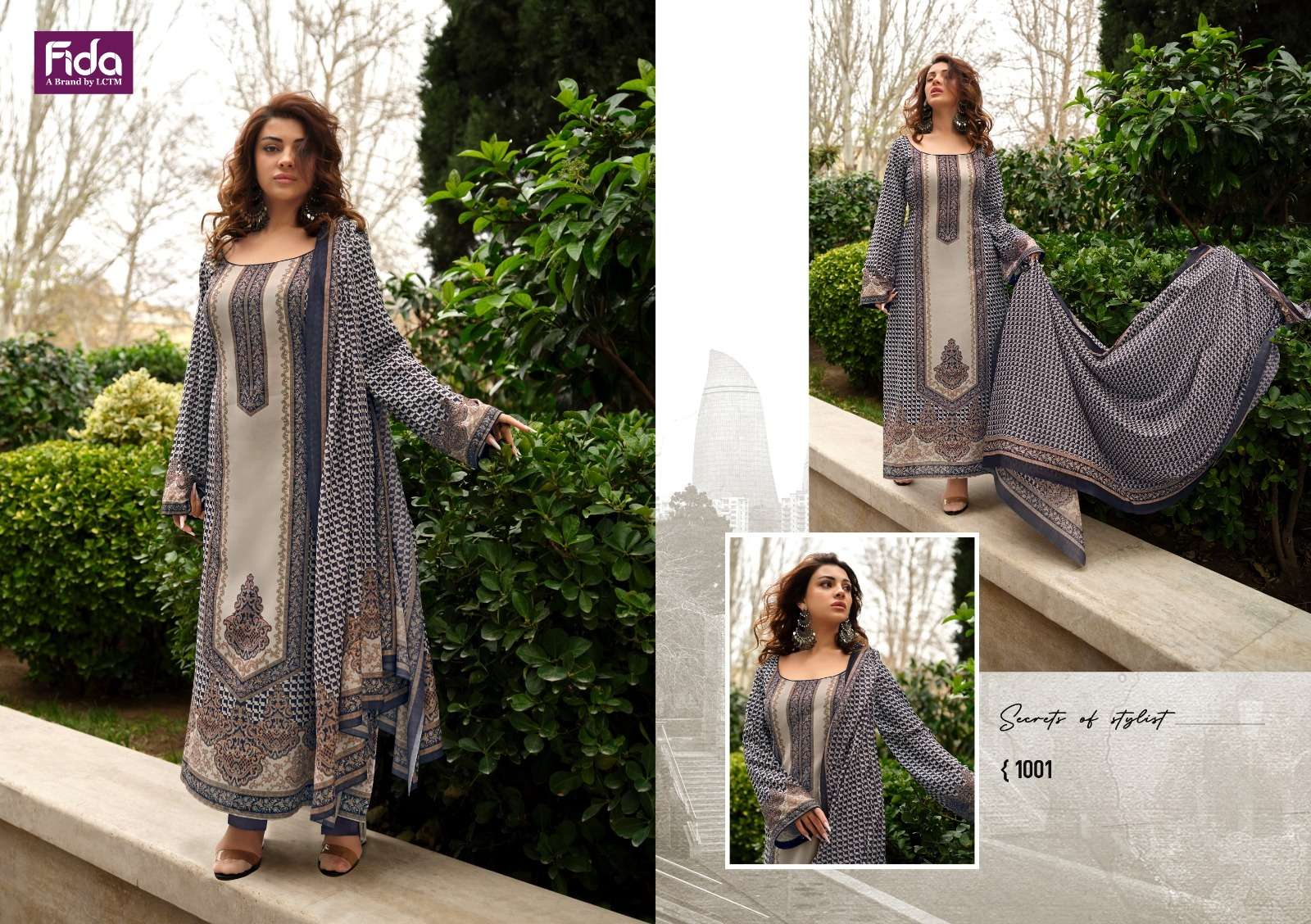 Fida Nazaare Digital Blended Cotton Dress Material Wholesale catalog