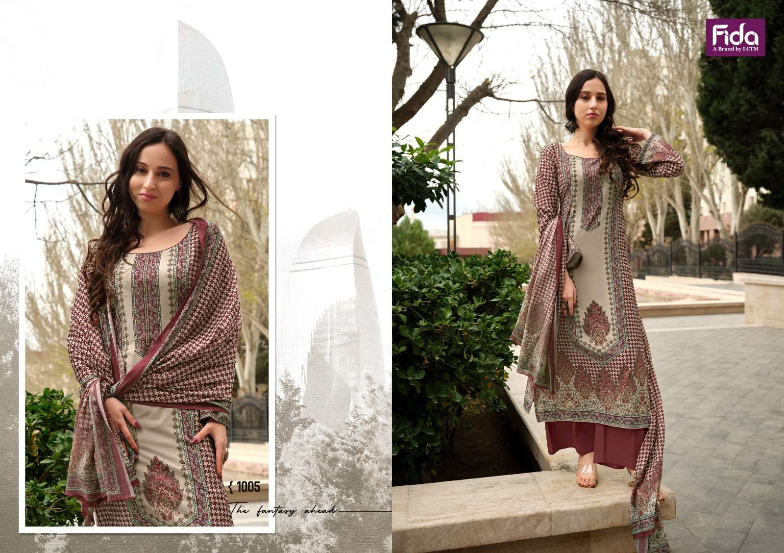 Fida Nazaare Digital Blended Cotton Dress Material Wholesale catalog