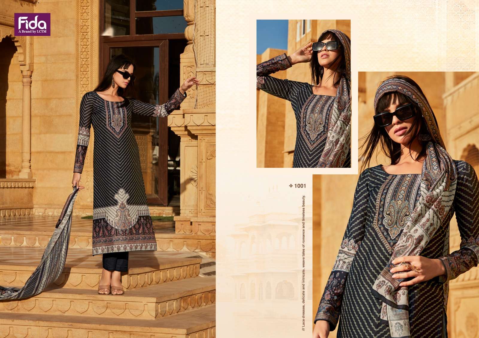 Fida Saanjh Cotton Digital Printed Dress Material Wholesale catalog