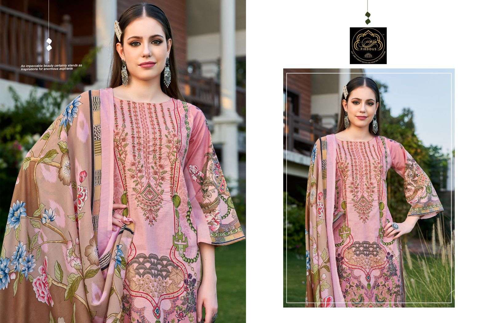 Firdous Naira Vol 1 Cotton Dupatta Printed Dress Material Wholesale catalog