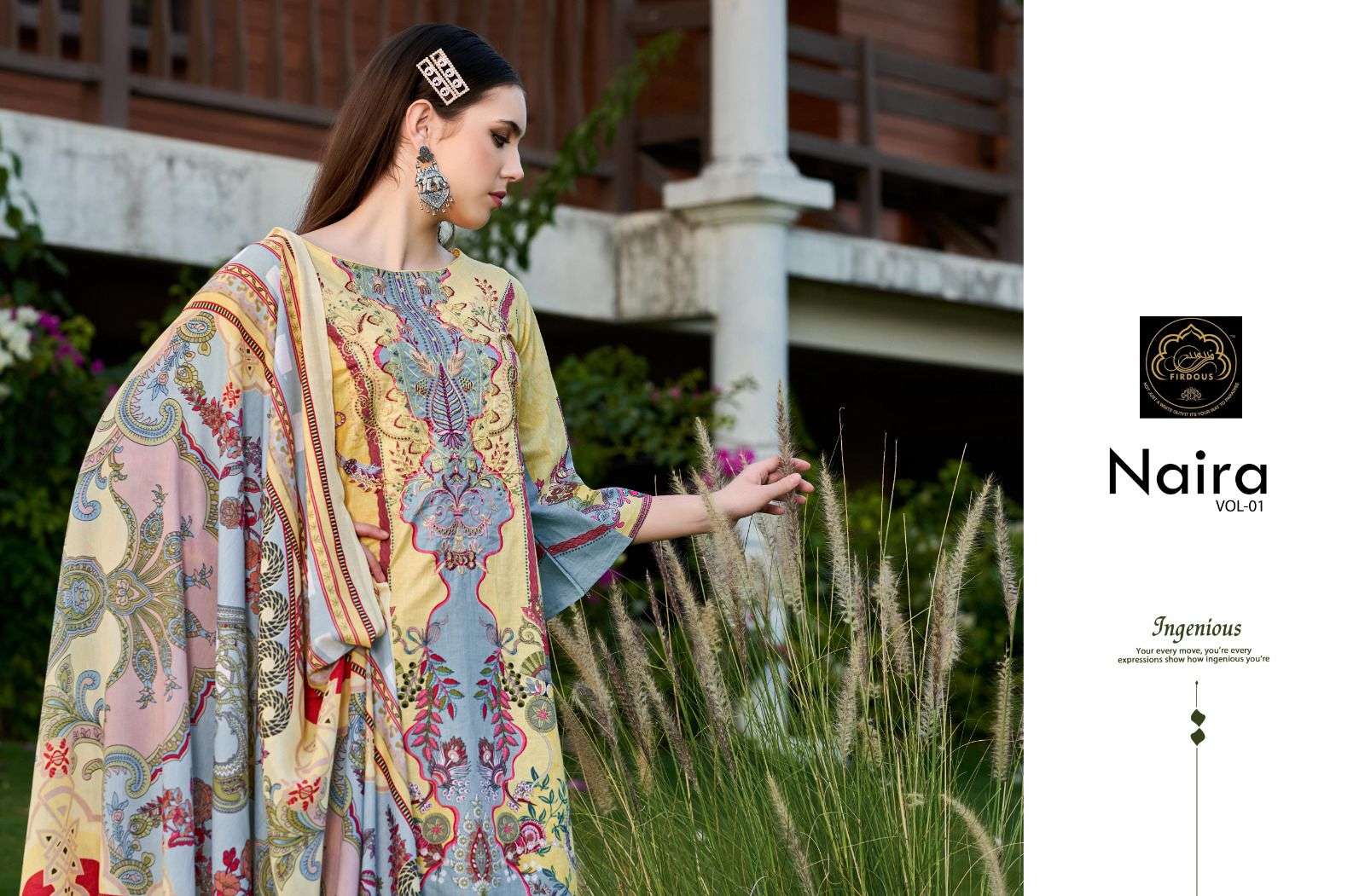 Firdous Naira Vol 1 Cotton Dupatta Printed Dress Material Wholesale catalog