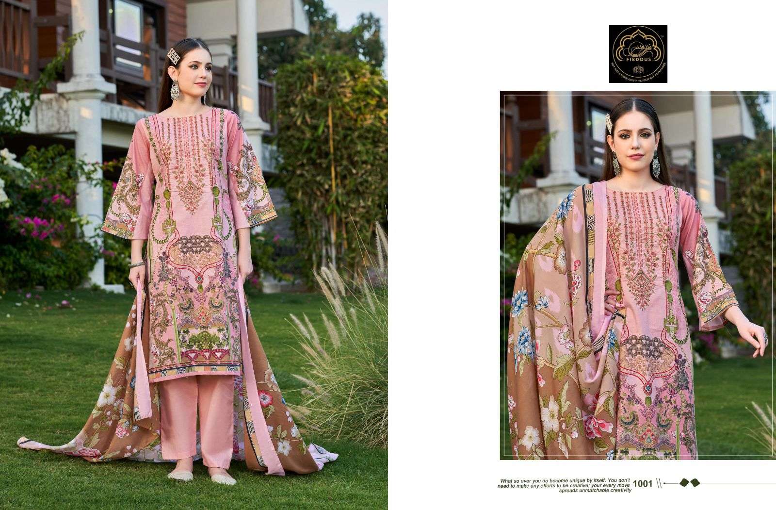 Firdous Naira Vol 1 Cotton Dupatta Printed Dress Material Wholesale catalog