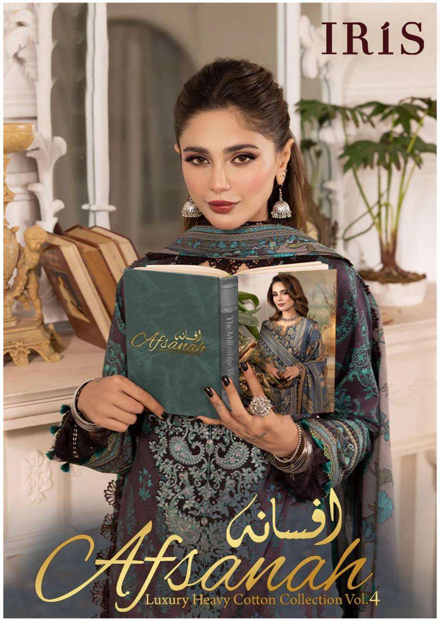 Iris Afsana Vol-4- Heavy Luxury Cotton Dress Material Wholesale Catalog