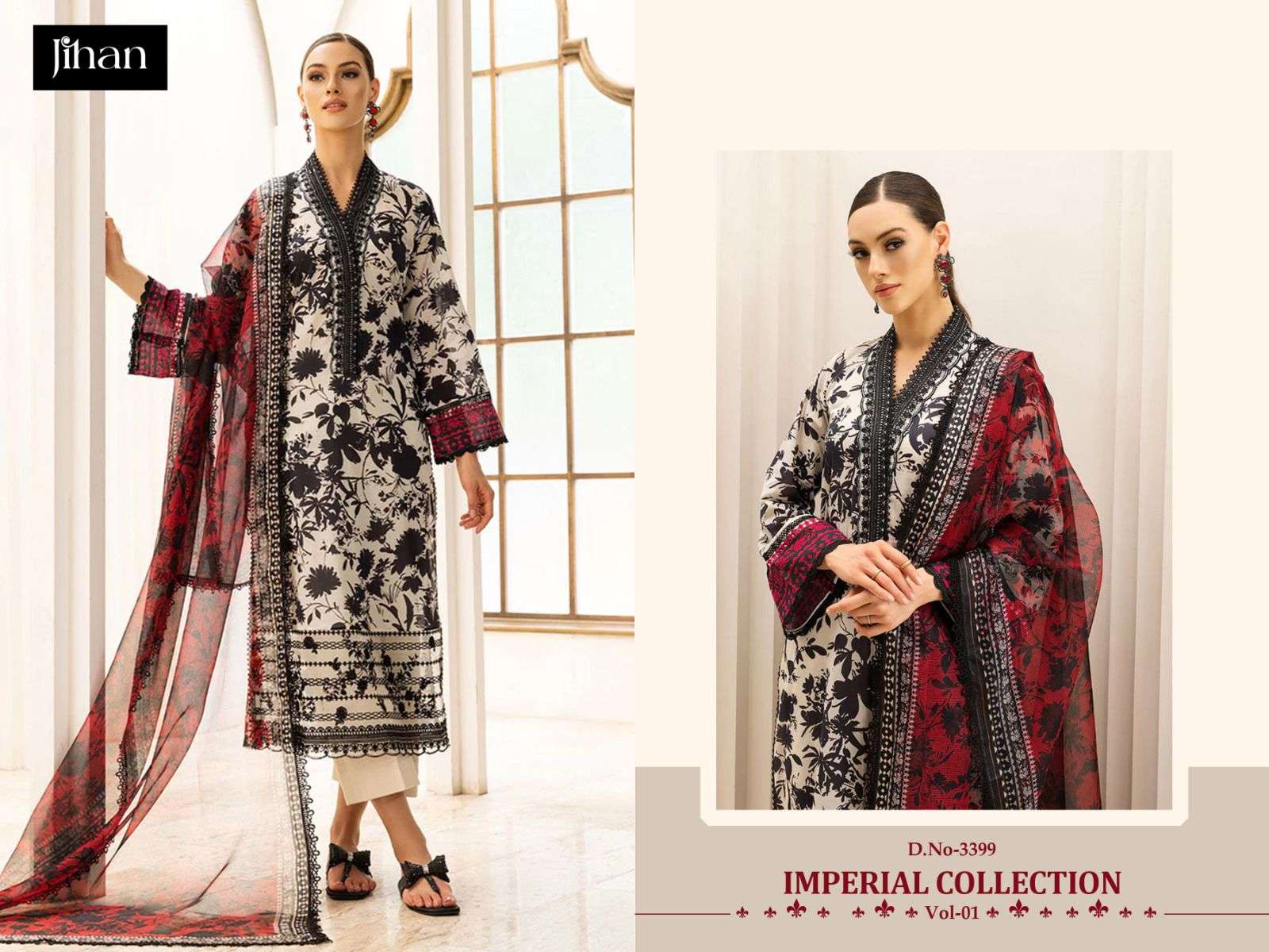  JIHAN IMPERIAL  LAWN COLLECTION VOL-1 CHIFFON DUPPTA Salwar Kameez Wholesale catalog