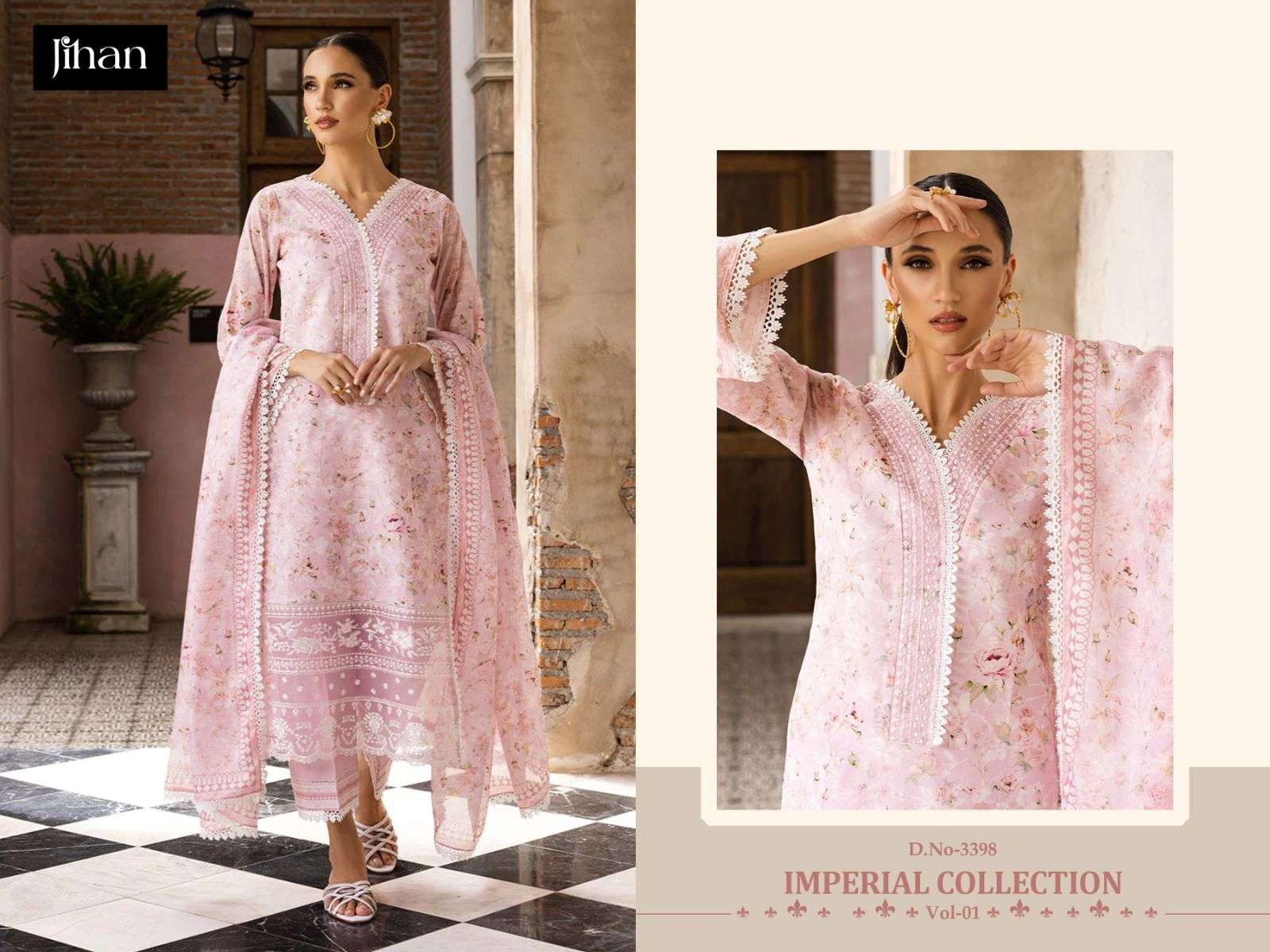  JIHAN IMPERIAL  LAWN COLLECTION VOL-1 CHIFFON DUPPTA Salwar Kameez Wholesale catalog