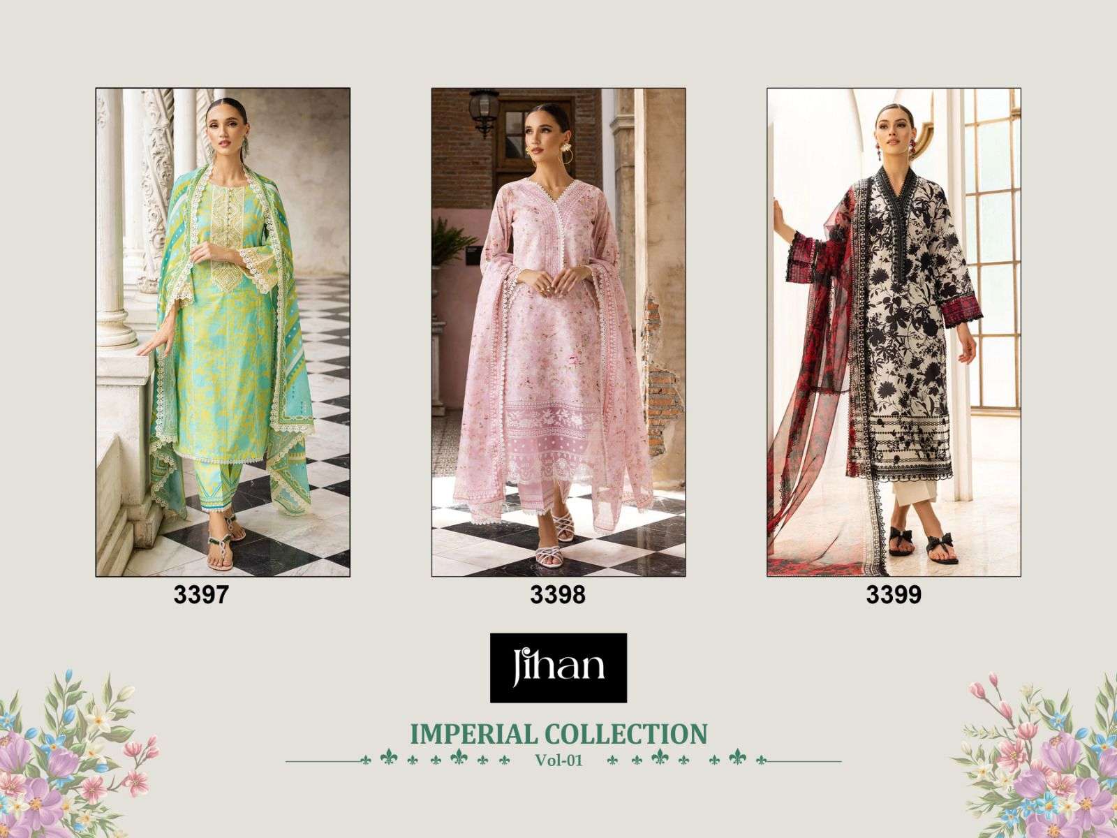  JIHAN IMPERIAL  LAWN COLLECTION VOL-1 CHIFFON DUPPTA Salwar Kameez Wholesale catalog