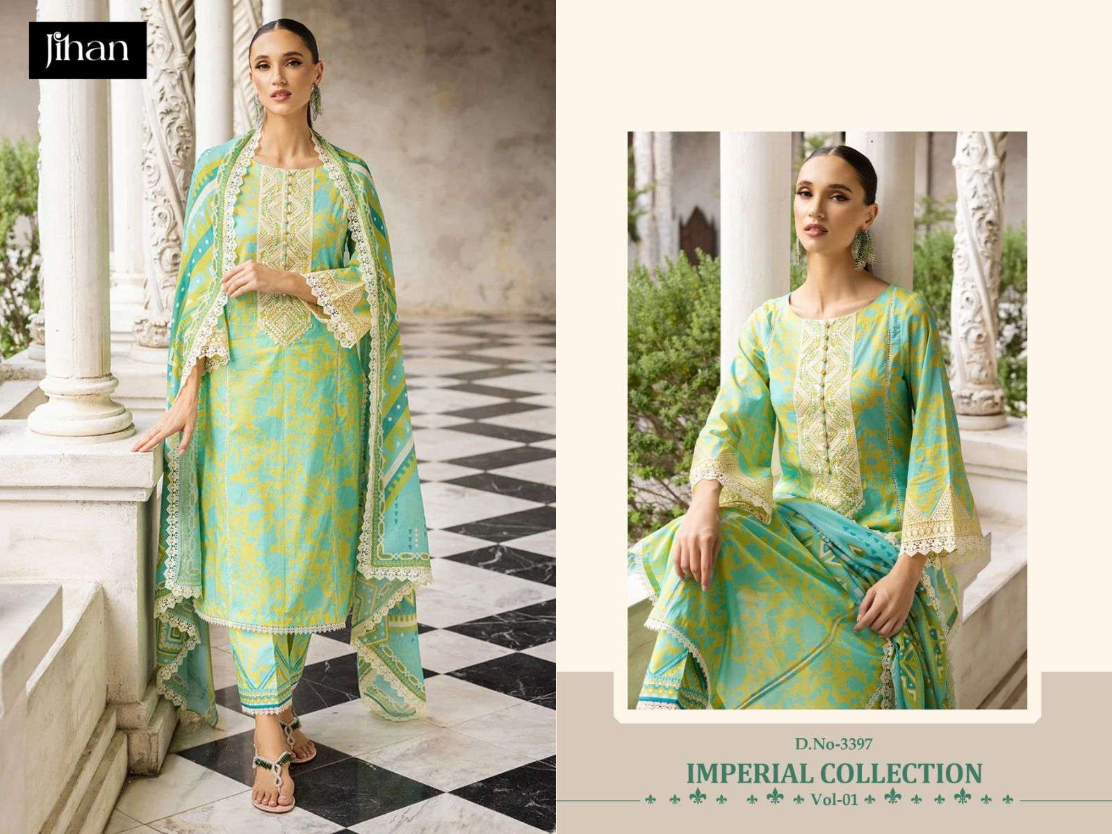  JIHAN IMPERIAL  LAWN COLLECTION VOL-1 CHIFFON DUPPTA Salwar Kameez Wholesale catalog