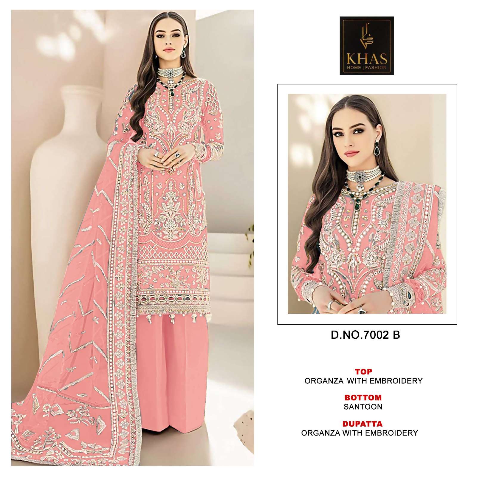 Khas 7002 A To D Premium Organza Salwar Suit Wholesale catalog