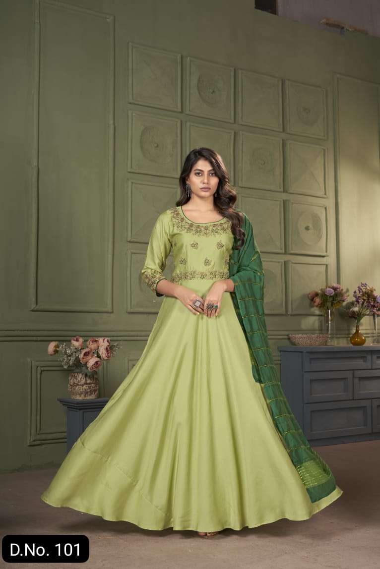 Moksh International Design No. 101 Gown Kurti Wholesale catalog