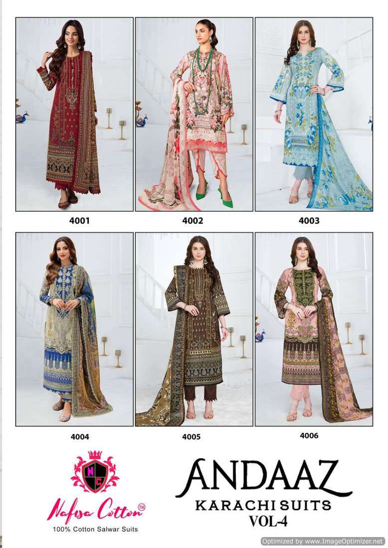 Nafisa Andaaz Vol-4 – Dress Material - Wholesale Catalog