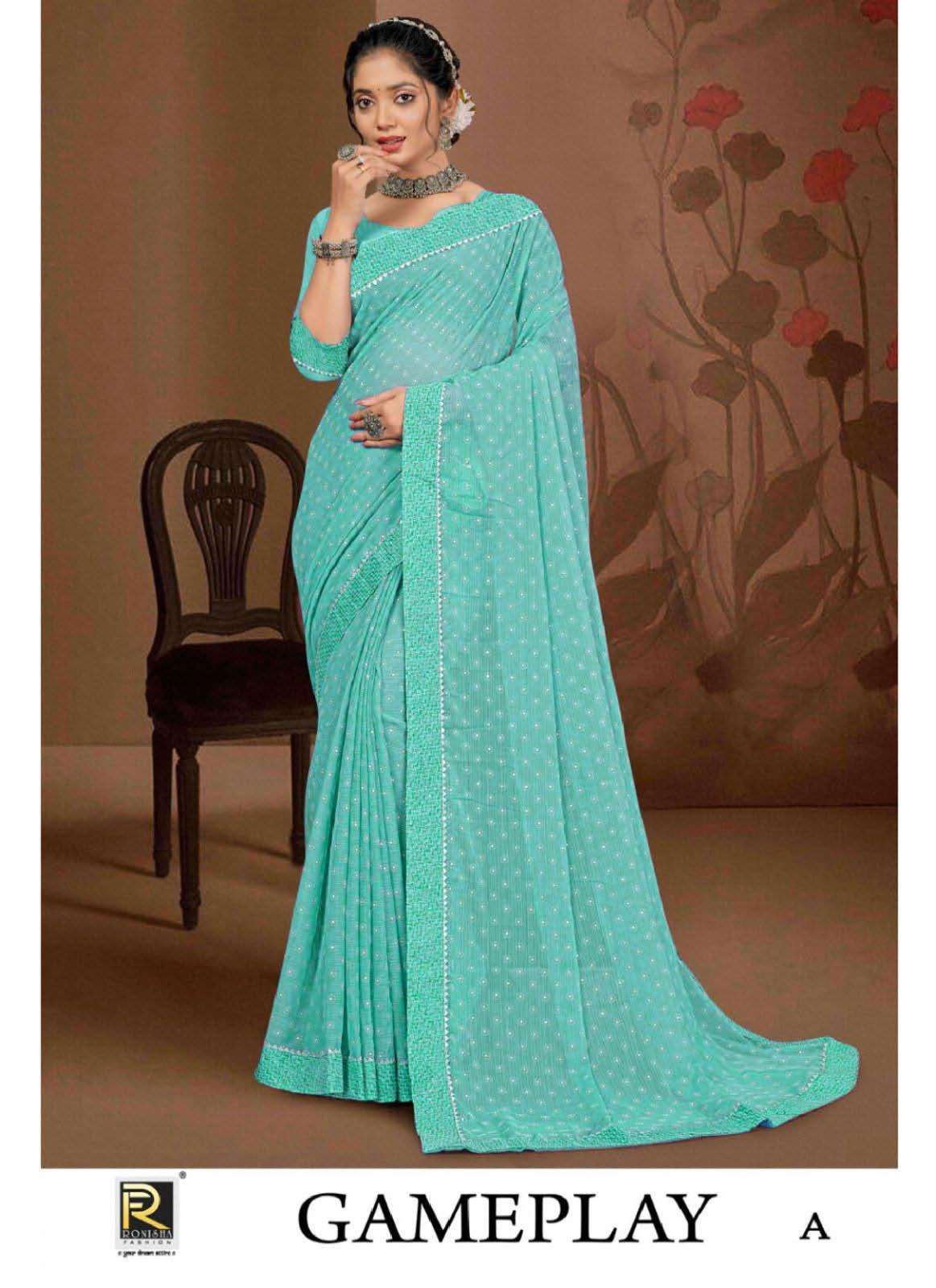 Ronisha Game play-1 designer  Saree Wholesale catalog