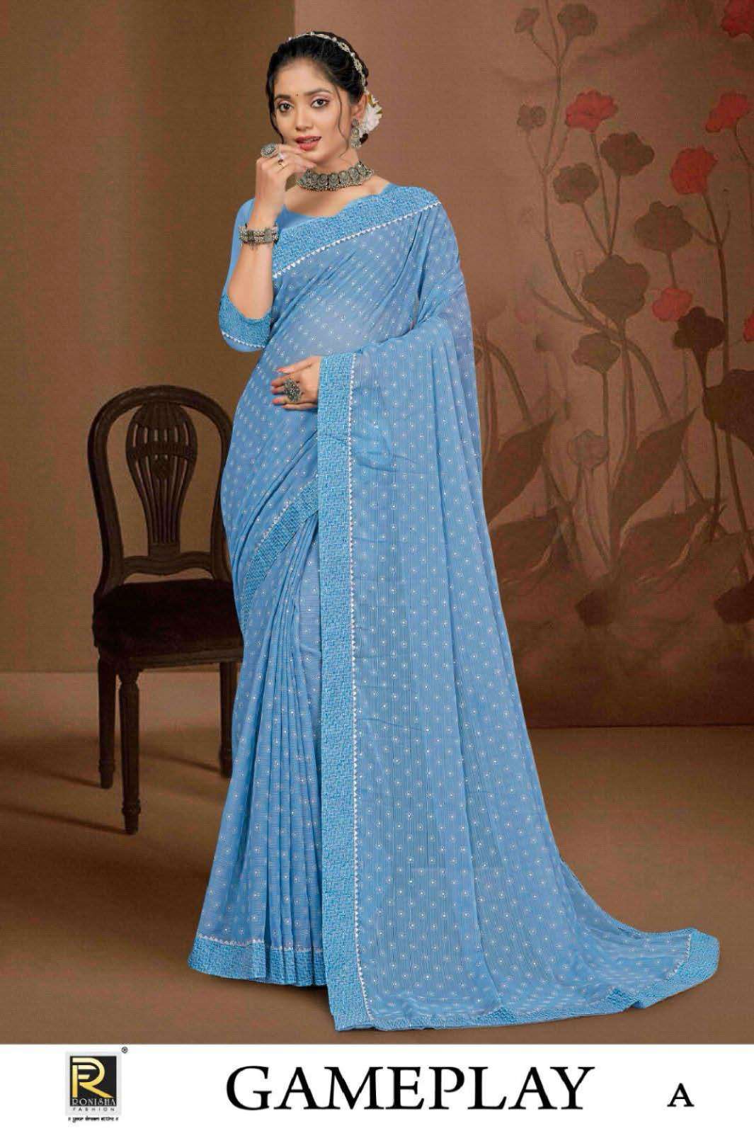 Ronisha Game play-1 designer  Saree Wholesale catalog