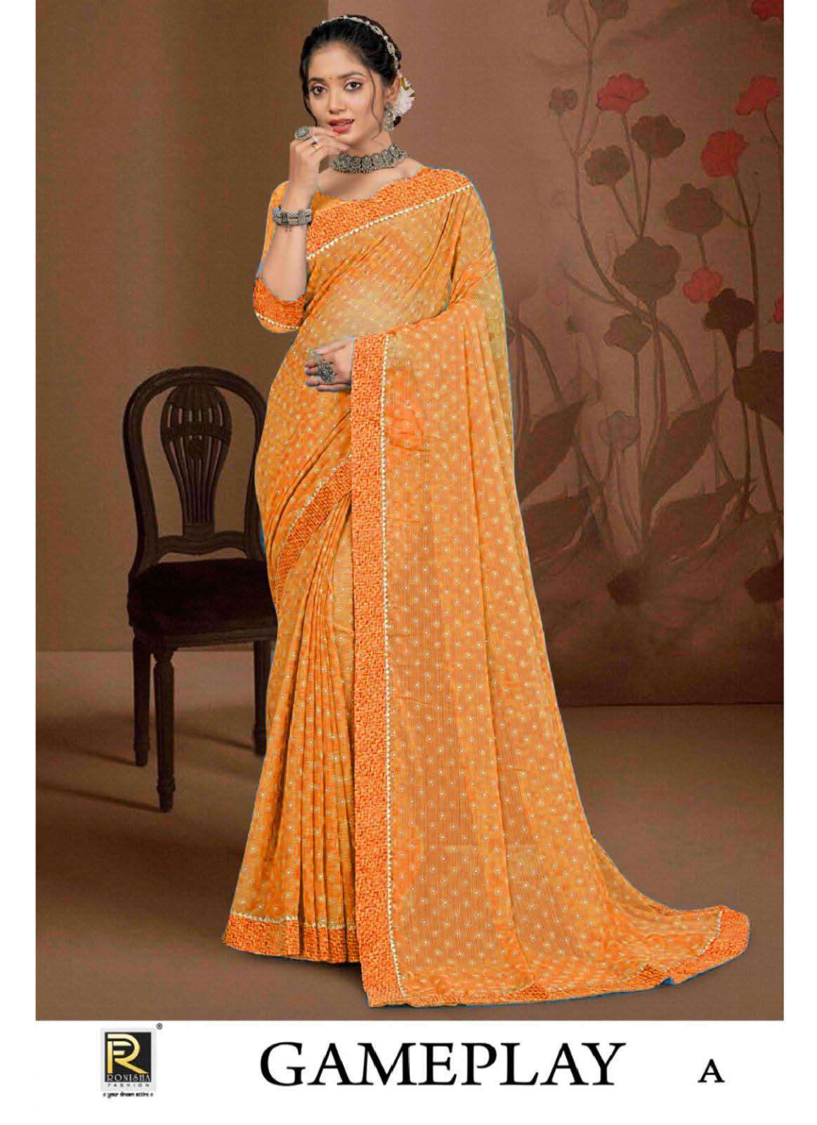 Ronisha Game play-1 designer  Saree Wholesale catalog