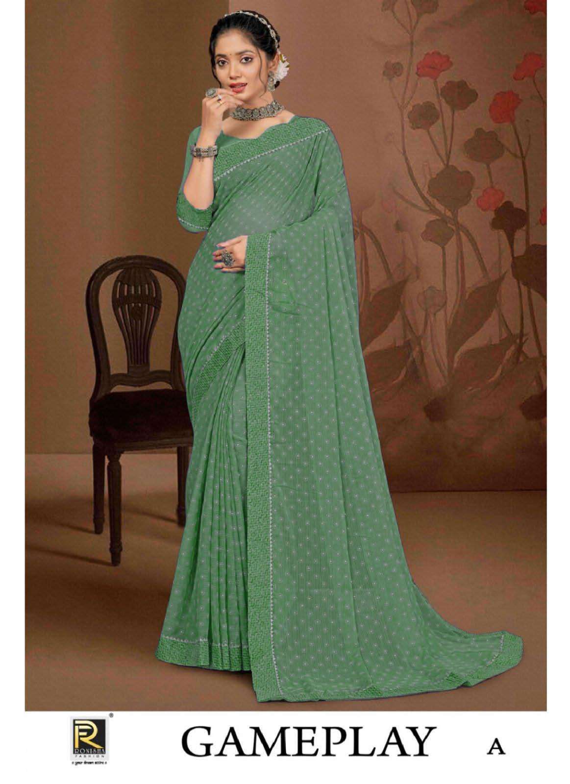 Ronisha Game play-1 designer  Saree Wholesale catalog