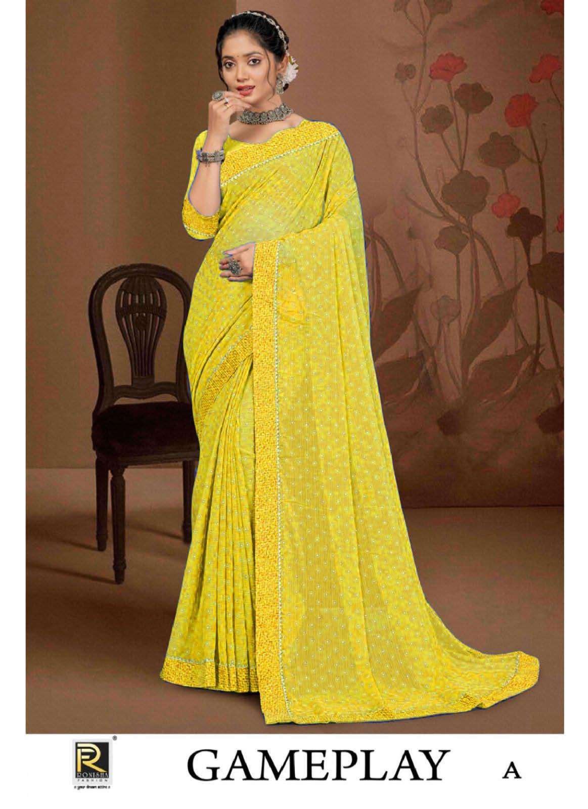 Ronisha Game play-1 designer  Saree Wholesale catalog