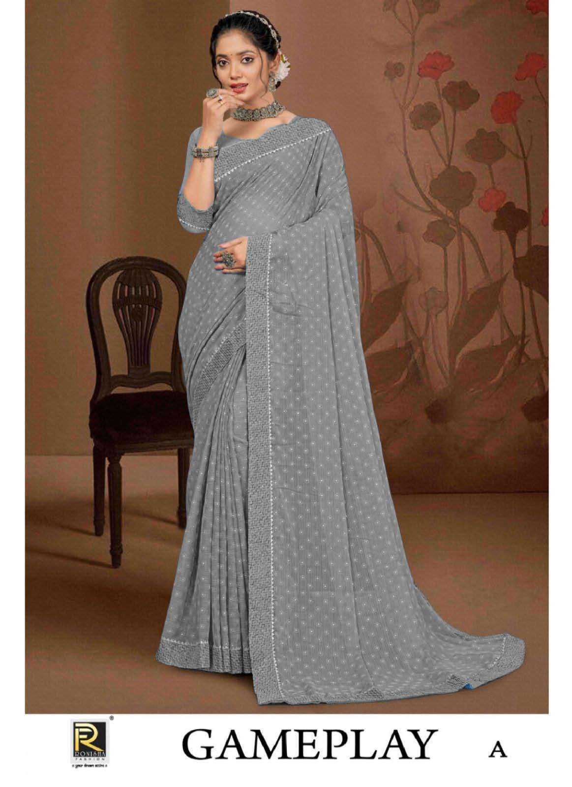 Ronisha Game play-1 designer  Saree Wholesale catalog