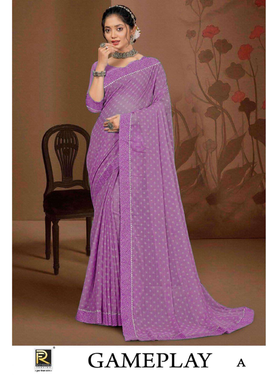 Ronisha Game play-1 designer  Saree Wholesale catalog