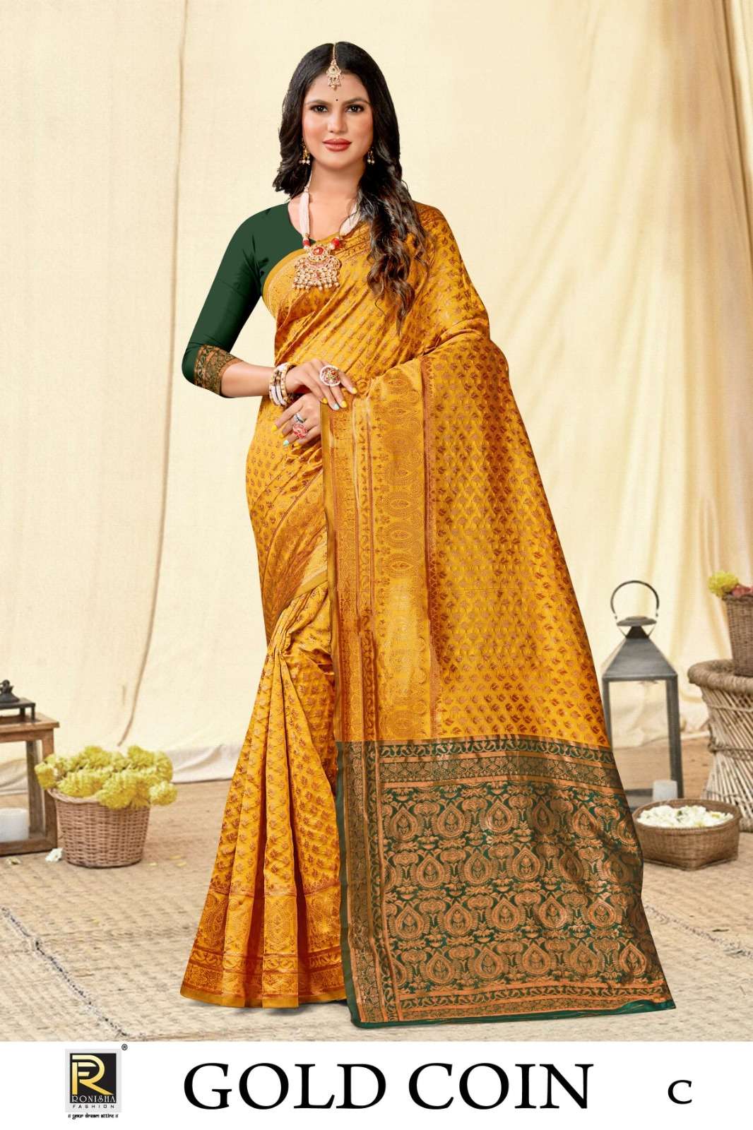 Ronisha Gold cion Banarasi Silk Saree Wholesale catalog