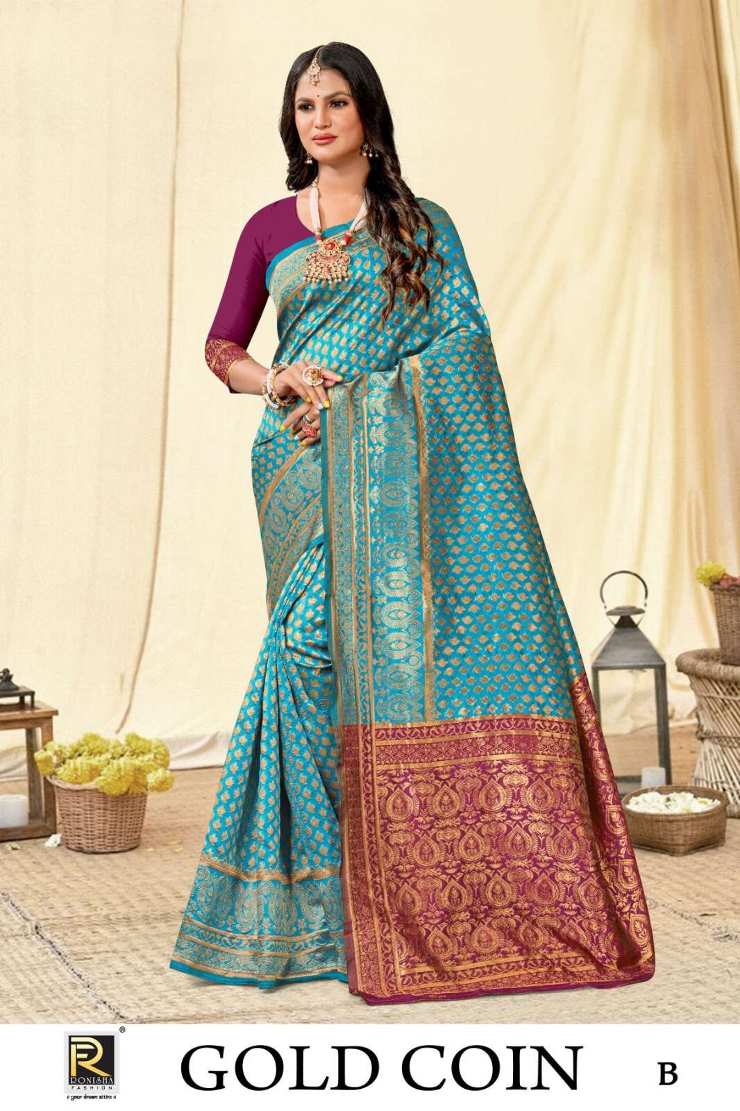 Ronisha Gold cion Banarasi Silk Saree Wholesale catalog