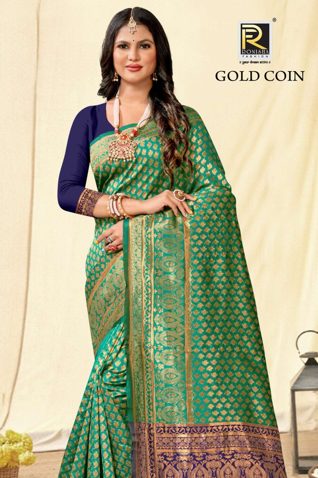 Ronisha Gold cion Banarasi Silk Saree Wholesale catalog