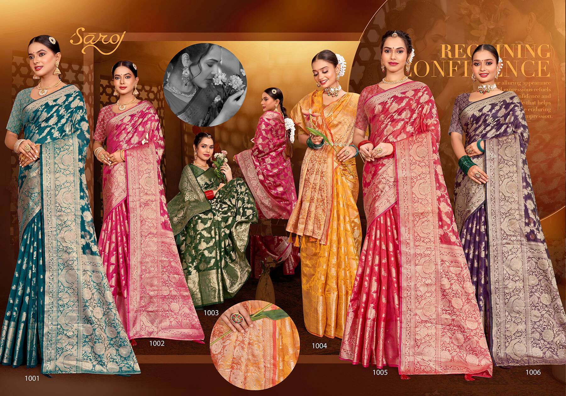 Saroj  Monika Vol - 11 Soft organza Saree with heavvy swarovski work Saree Wholesale catalog  