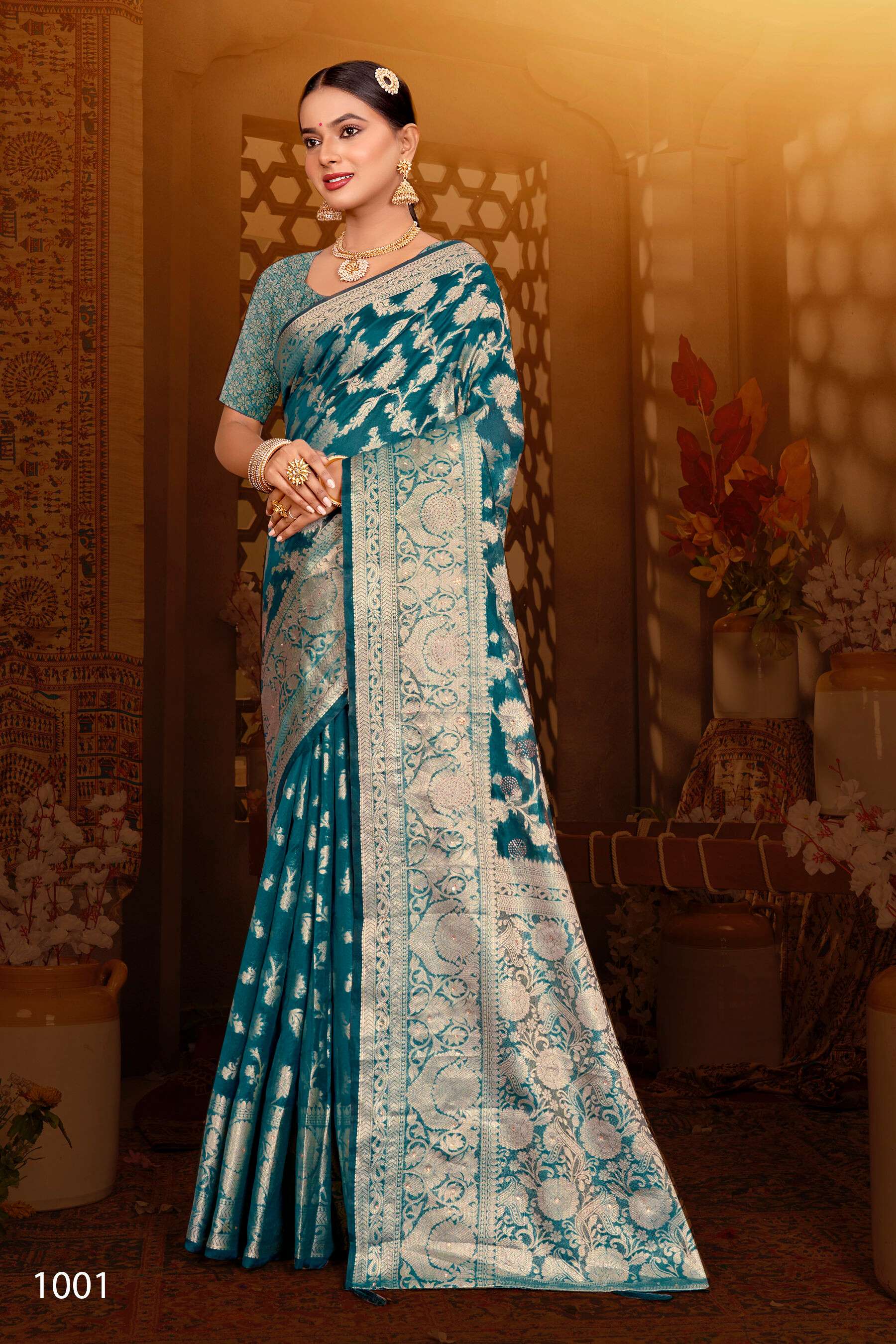 Saroj  Monika Vol - 11 Soft organza Saree with heavvy swarovski work Saree Wholesale catalog  