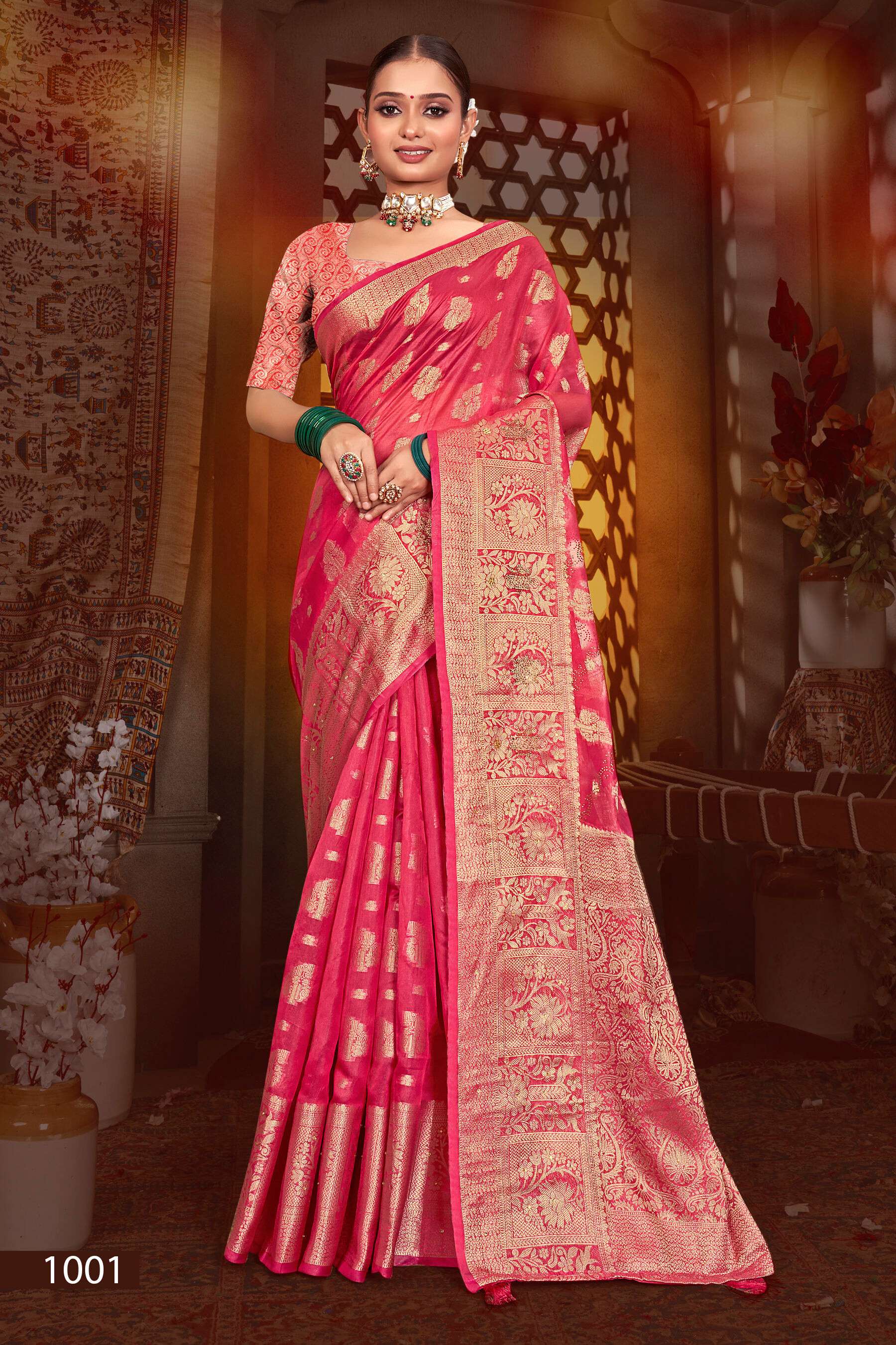 Saroj  Monika Vol - 12 Soft organza silk with haevy swarovski Saree Wholesale catalog    