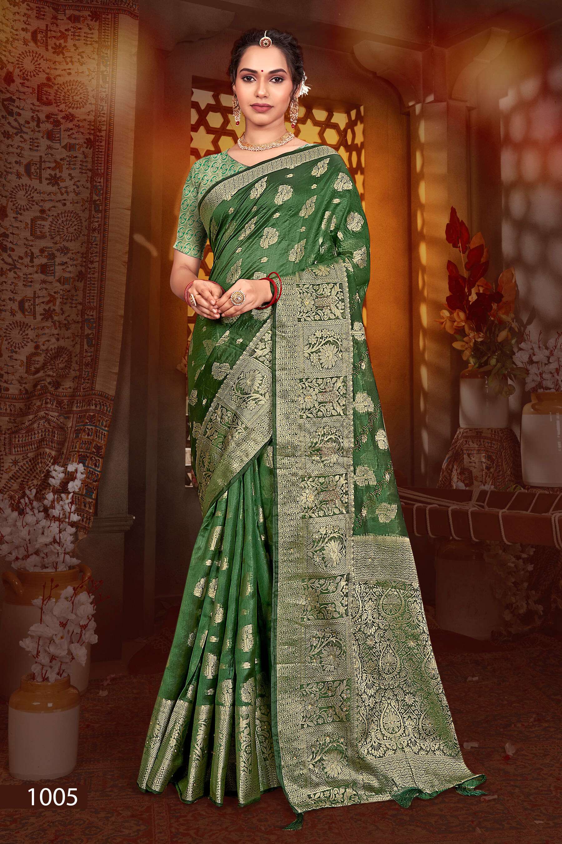 Saroj  Monika Vol - 12 Soft organza silk with haevy swarovski Saree Wholesale catalog    