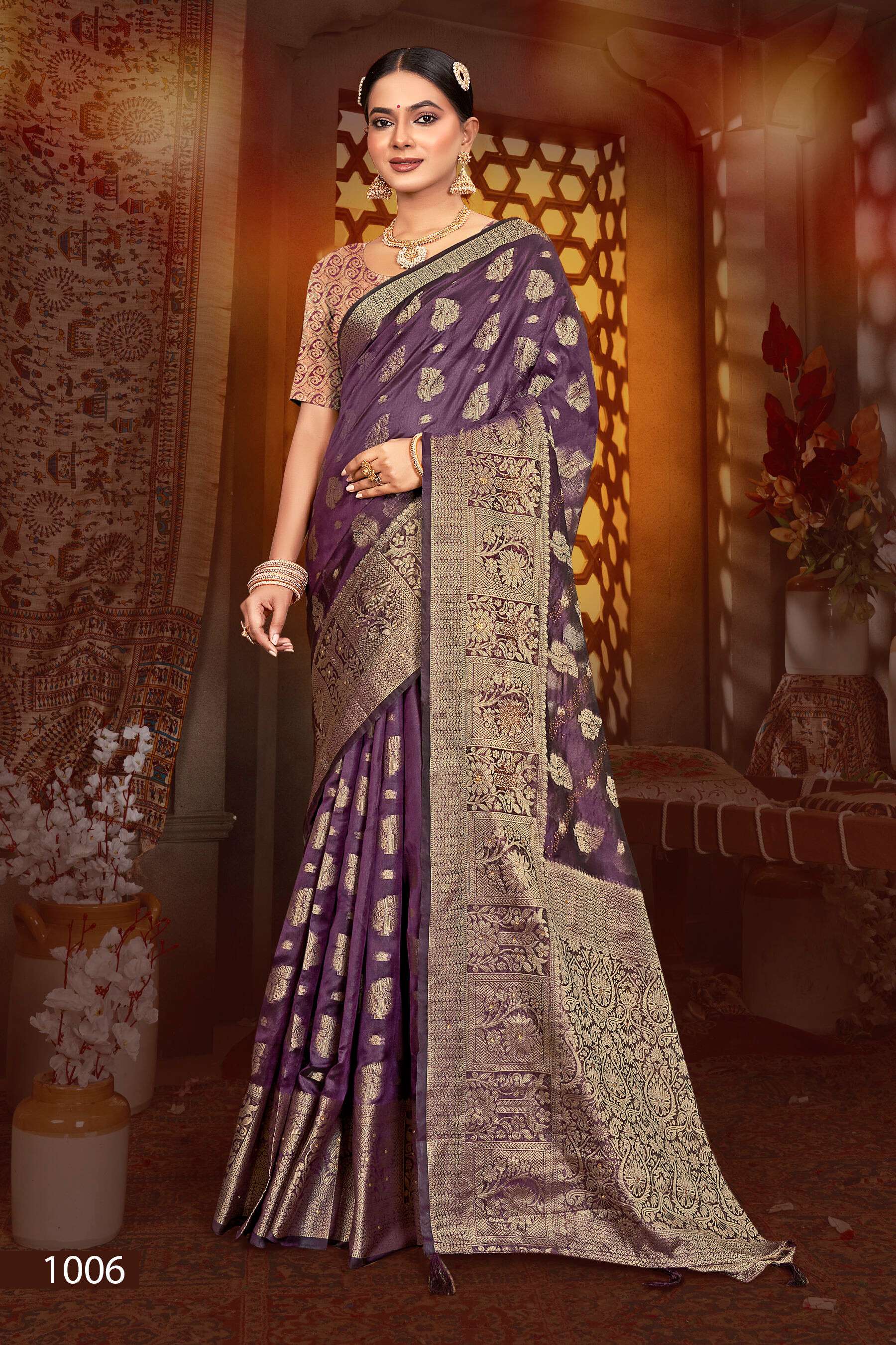 Saroj  Monika Vol - 12 Soft organza silk with haevy swarovski Saree Wholesale catalog    