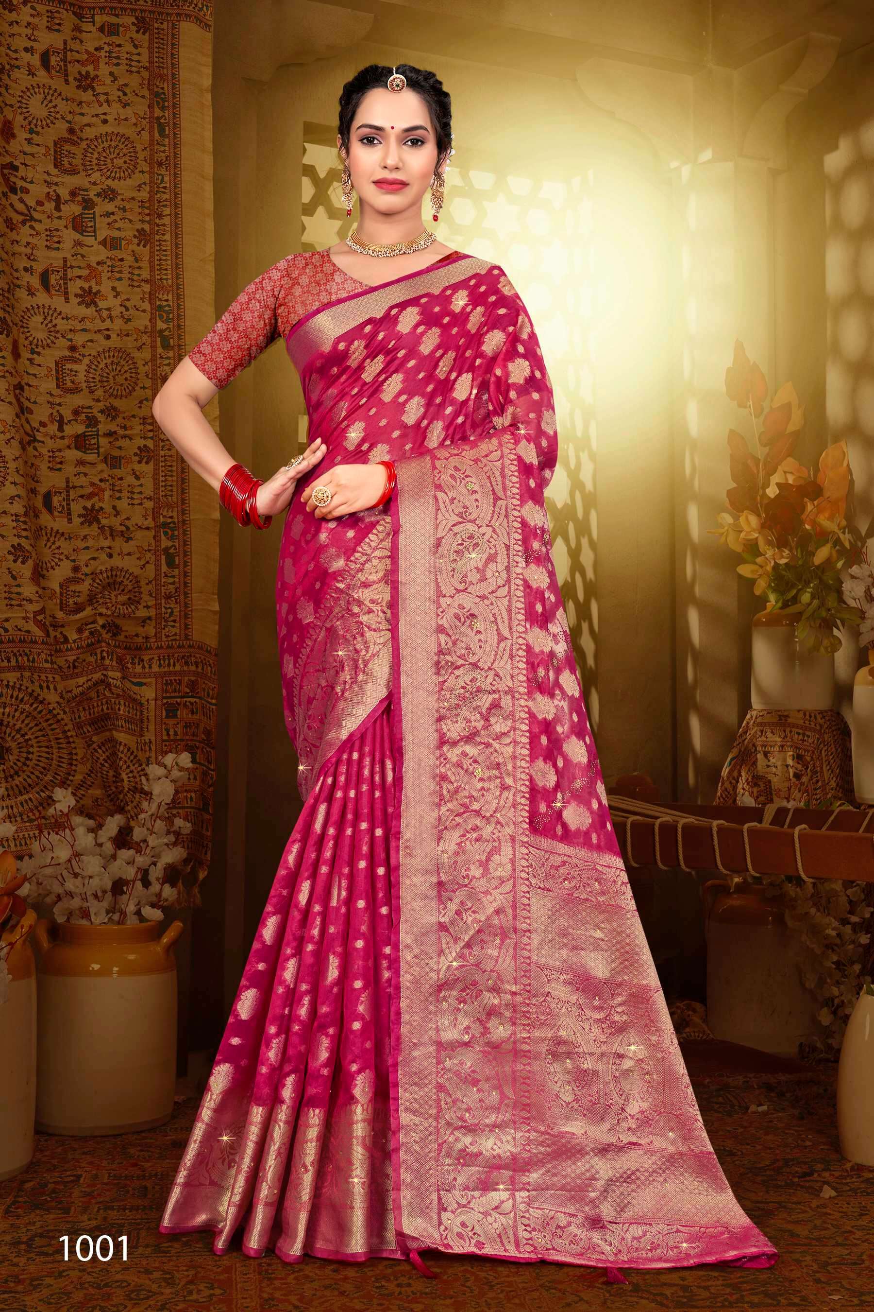 Saroj  Monika Vol - 9 Soft organza silk Saree Wholesale catalog    