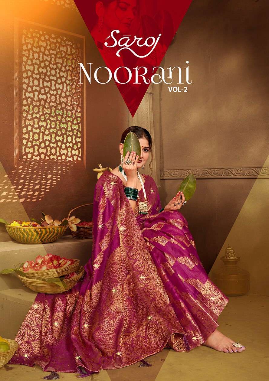 Saroj Noorani Vol - 2 Soft khadi organza saree with heavy swarovvski work Saree Wholesale catalog    