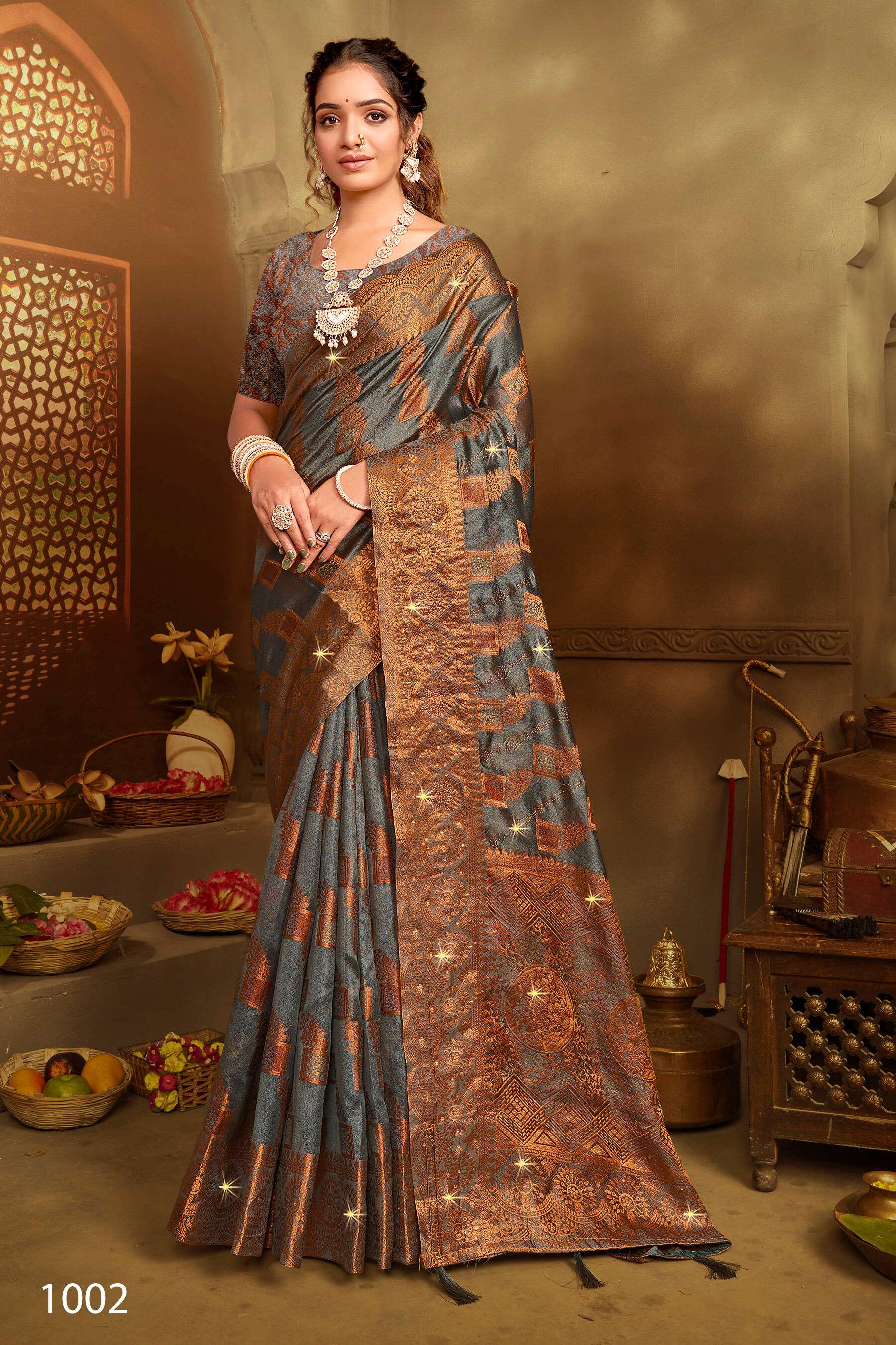 Saroj Noorani Vol - 2 Soft khadi organza saree with heavy swarovvski work Saree Wholesale catalog    