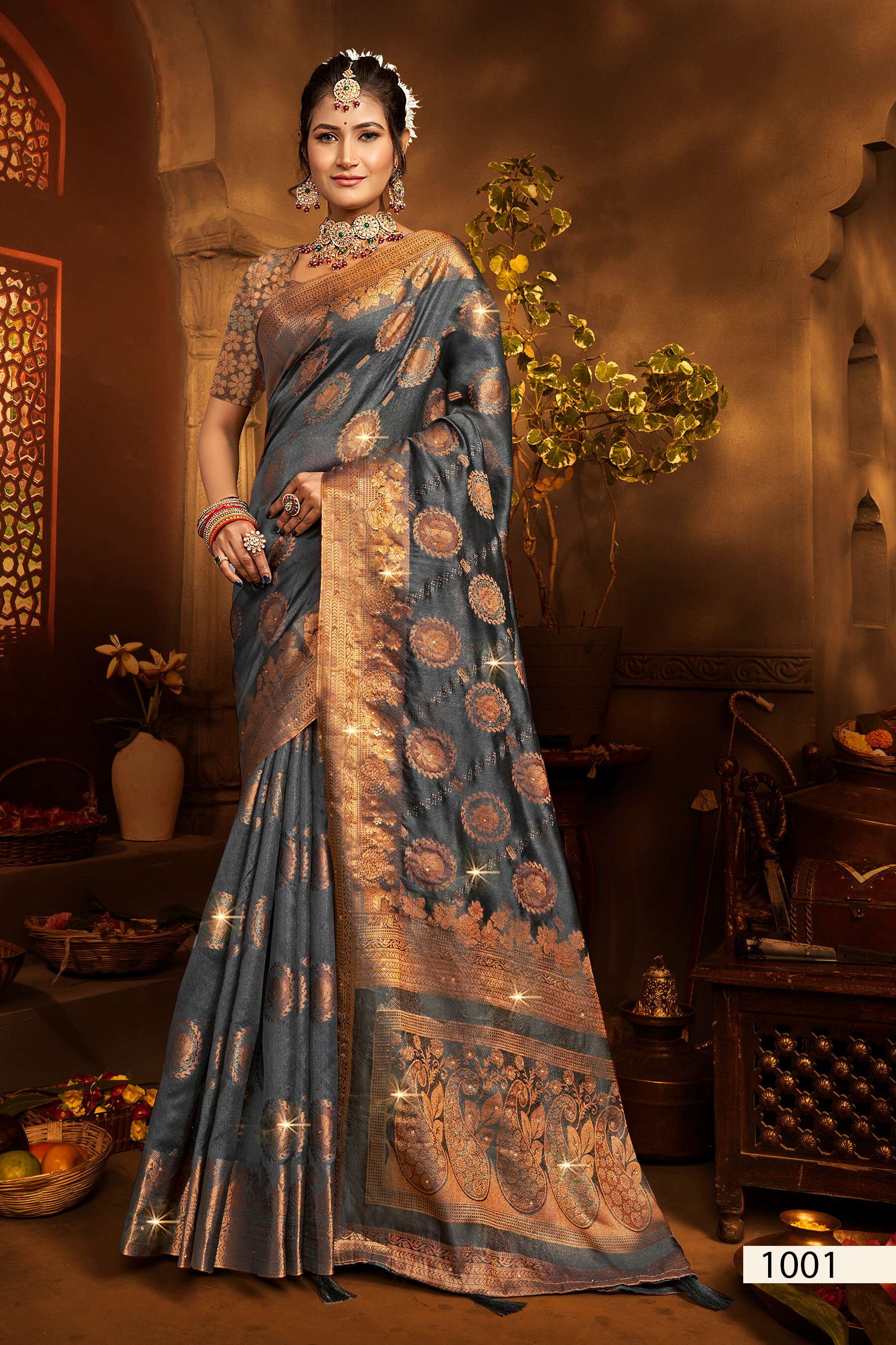 Saroj Noorani Vol.6 Soft khadi organza saree with heavy swarovski work Saree Wholesale catalog    