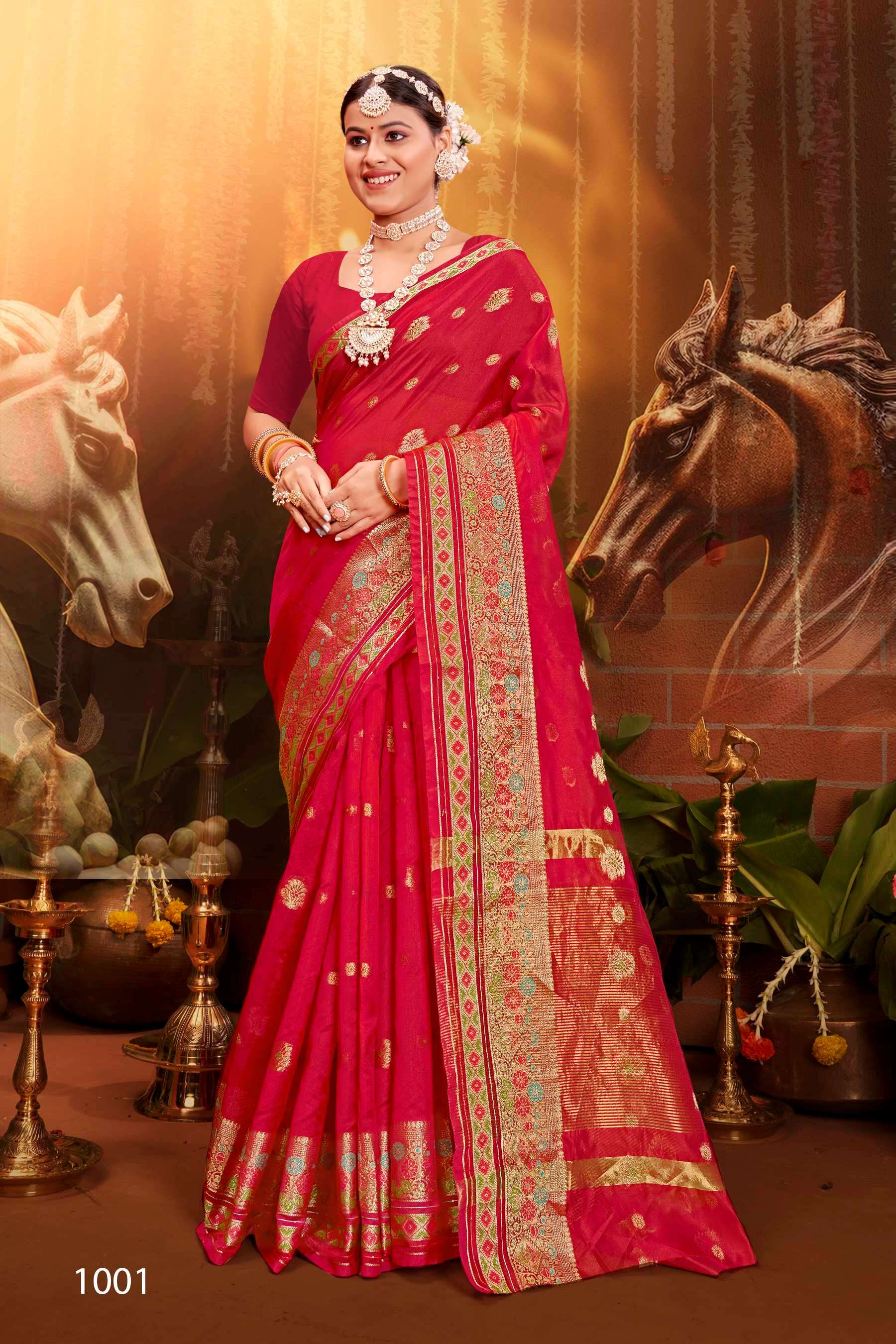 Saroj  Saveraa vol.5 Soft organza saree with meena sequence Saree Wholesale catalog    