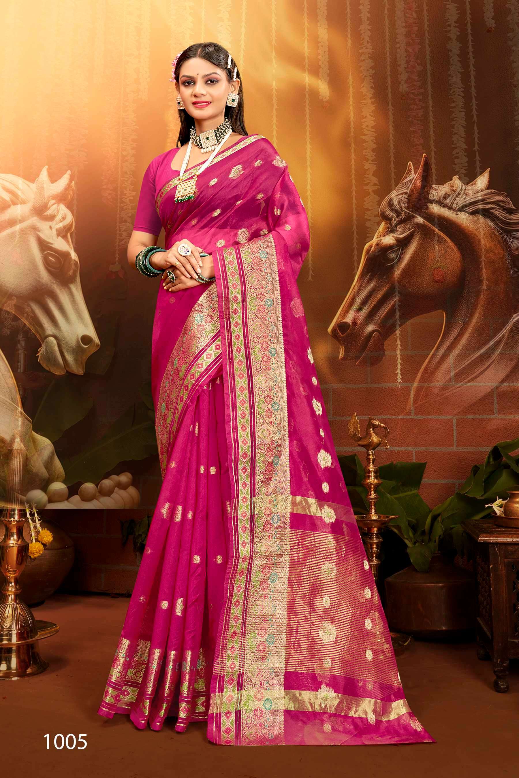 Saroj  Saveraa vol.5 Soft organza saree with meena sequence Saree Wholesale catalog    