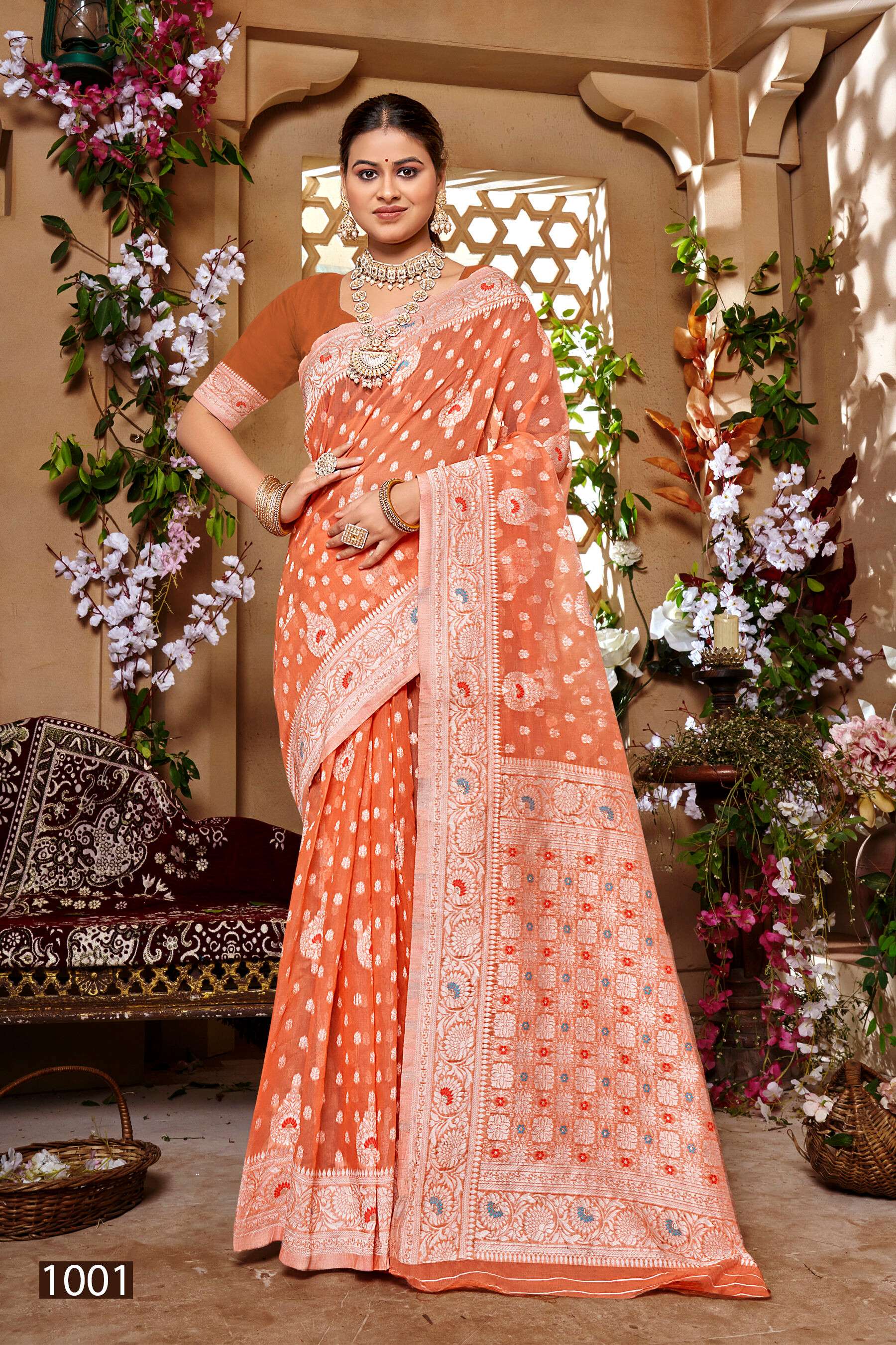 Saroj Tejaswani cotton vol.1soft cotton weaving saree Saree Wholesale catalog    