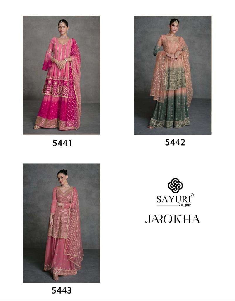 Sayuri Jarokha Georgette Designer Salwar Suit Wholesale catalog