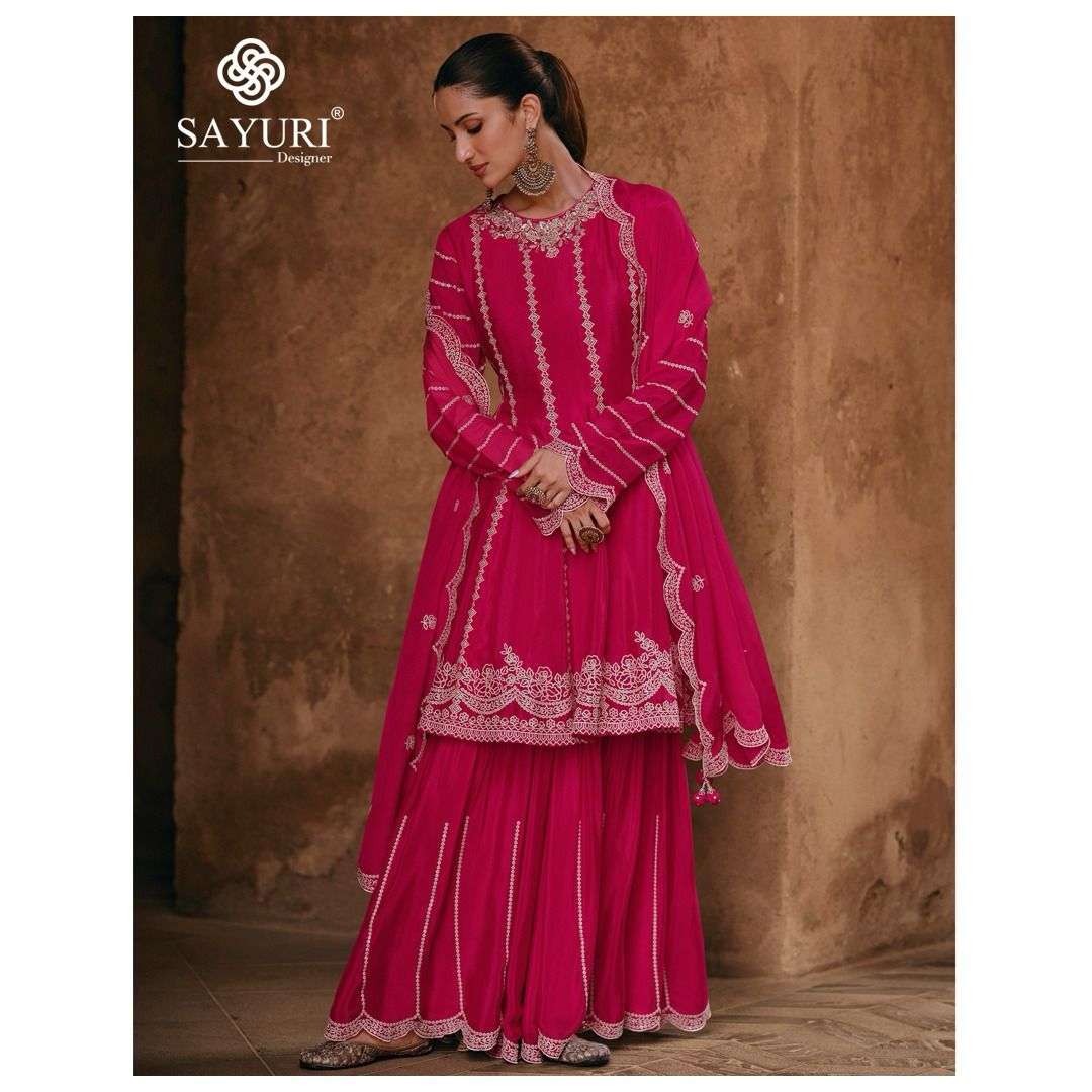 Sayuri Sharmili Chinon Silk Designer Salwar Kameez Wholesale catalog
