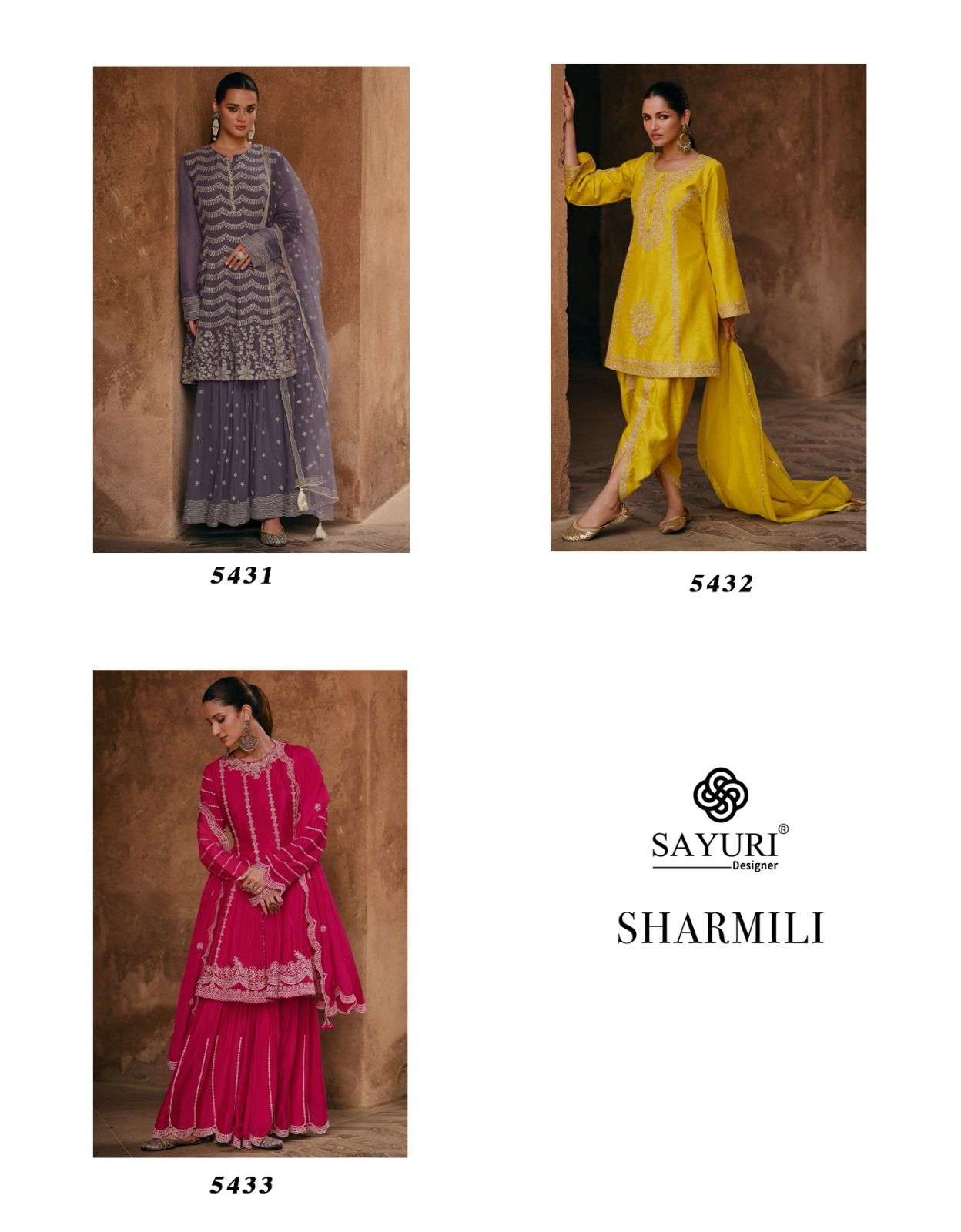 Sayuri Sharmili Chinon Silk Designer Salwar Kameez Wholesale catalog