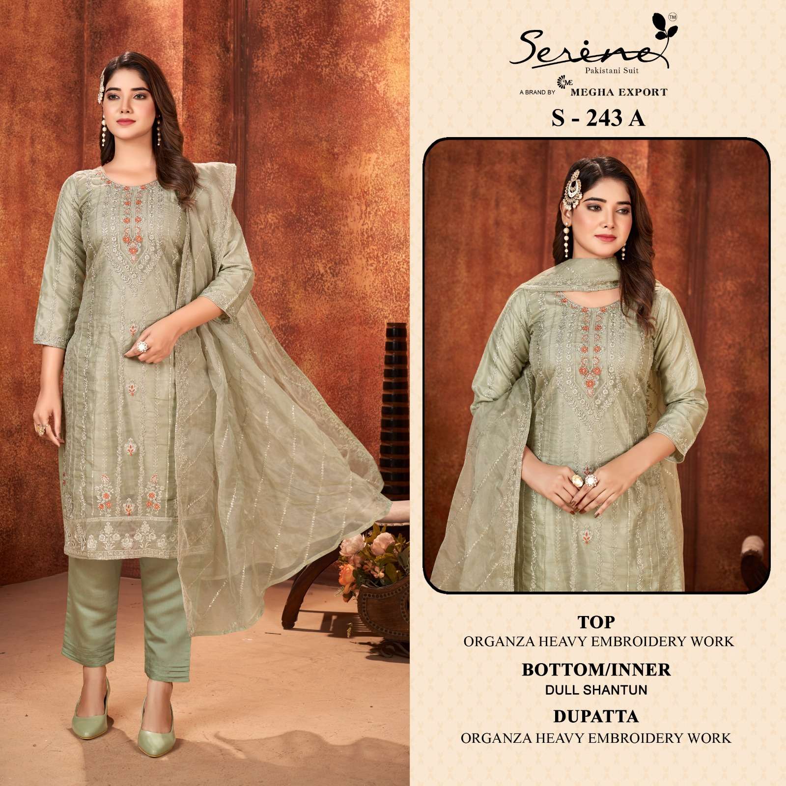 Serine S 243 A To D Organza Salwar Kameez Wholesale catalog