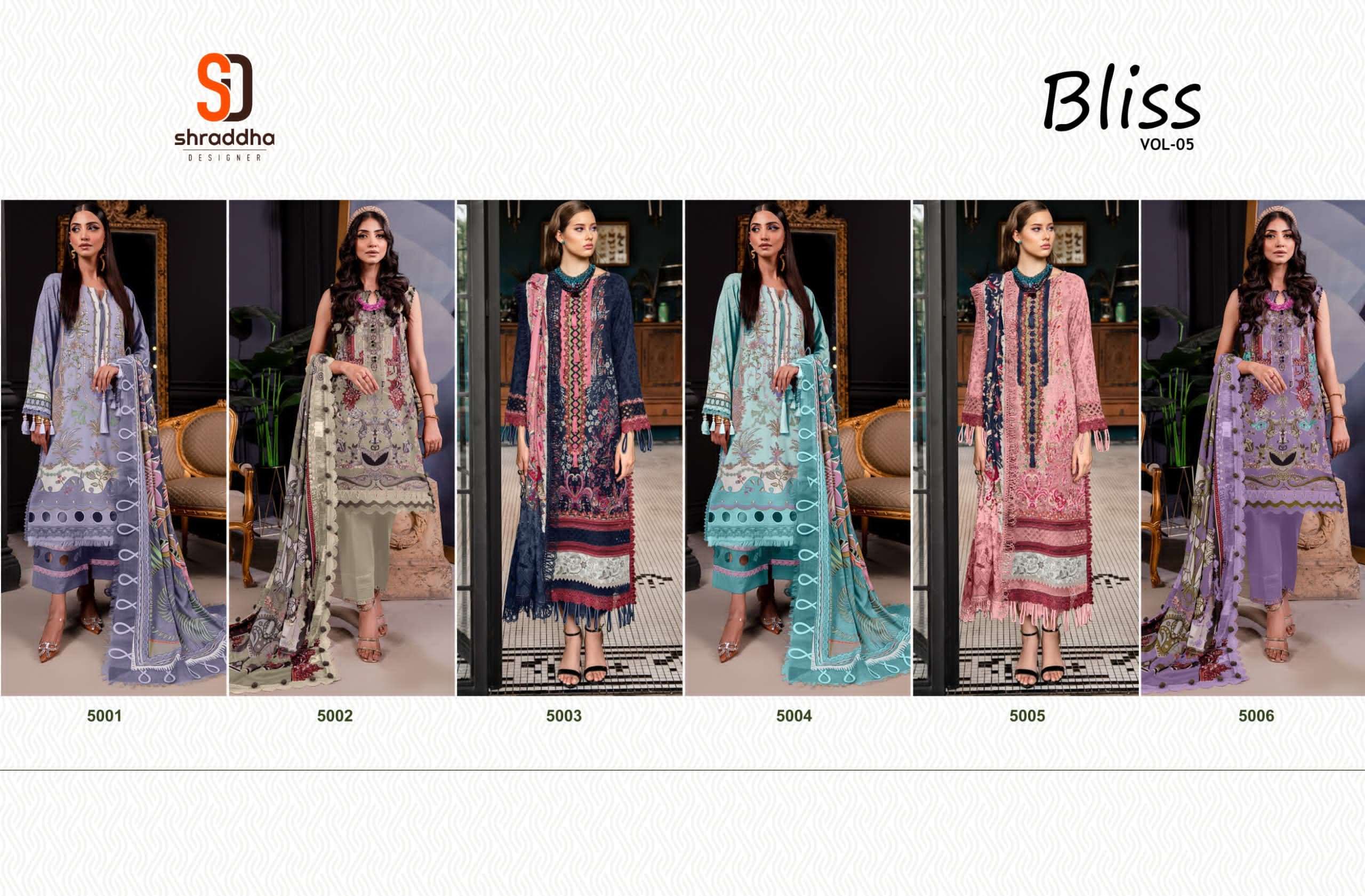 Shraddha Bliss Vol 5 Cotton Dupatta Salwar Suits Wholesale catalog