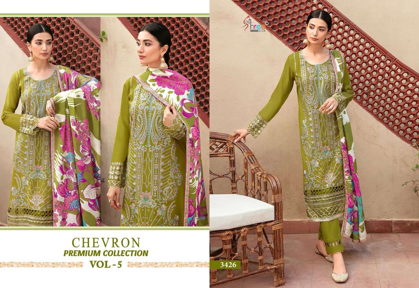 Shree Chevron Premium Vol 5 Chiffon Duppatta Pakistani Suit Wholesale catalog