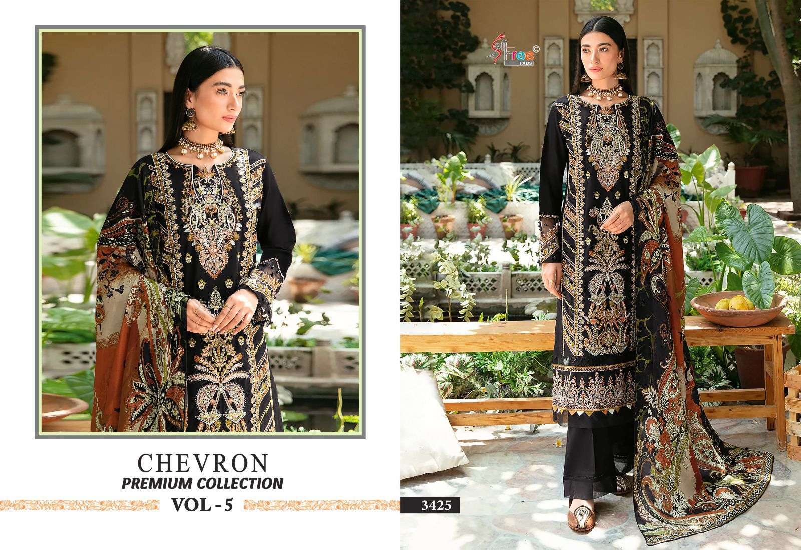 Shree Chevron Premium Vol 5 Chiffon Duppatta Pakistani Suit Wholesale catalog