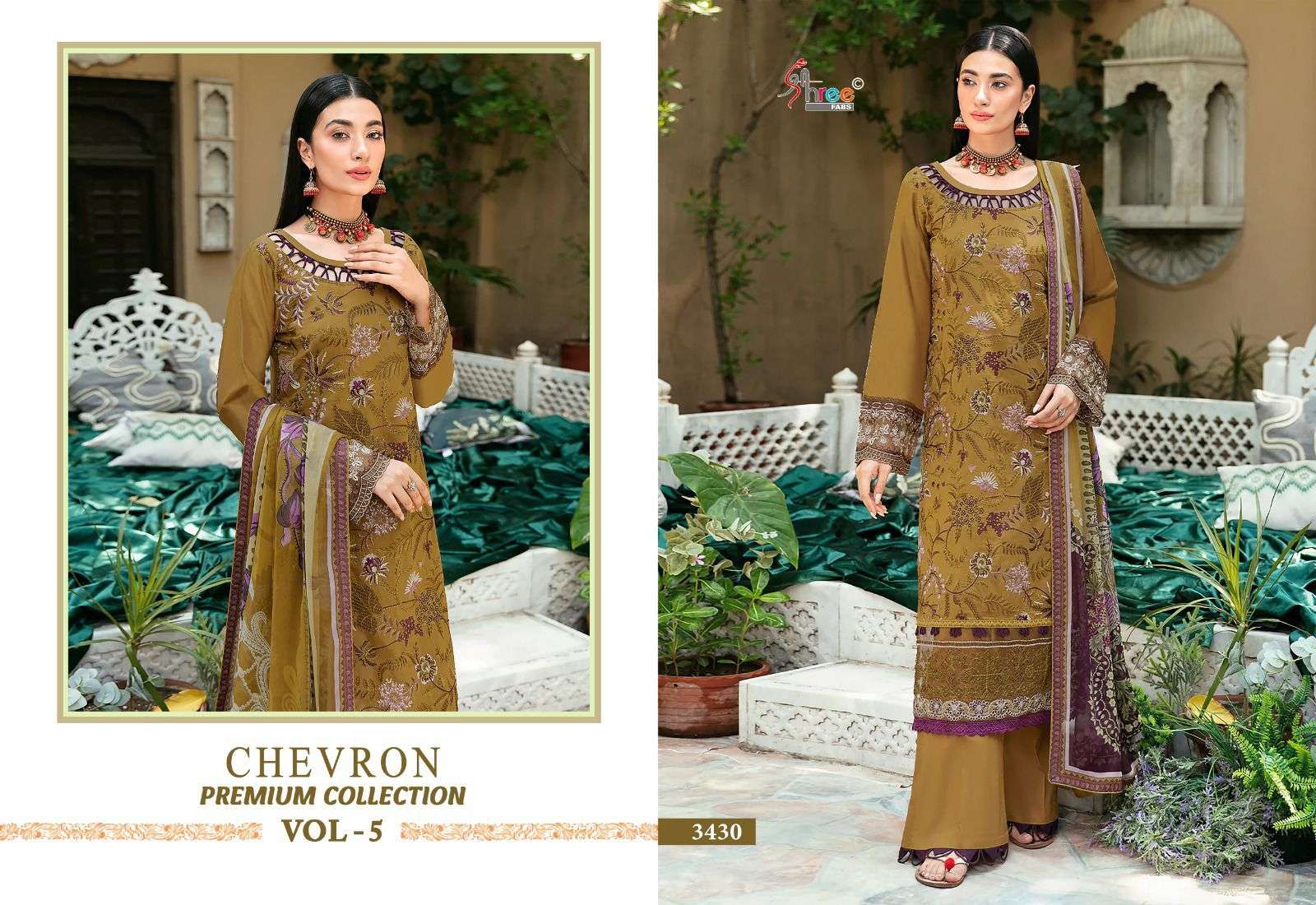 Shree Chevron Premium Vol 5 Chiffon Duppatta Pakistani Suit Wholesale catalog