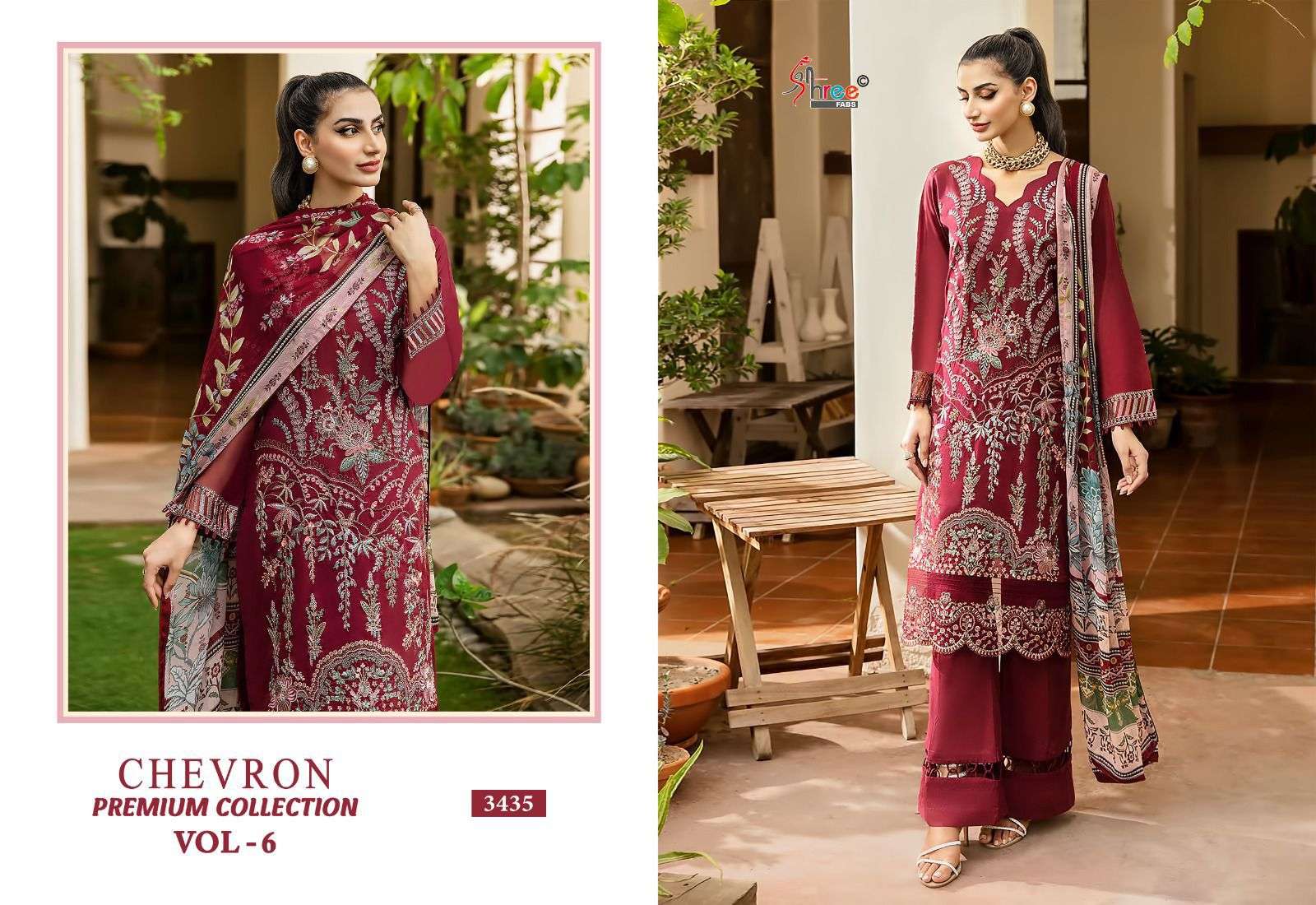 Shree Chevron Vol 6 Chiffon Dupatta Pakistani Suits wholesale catalog