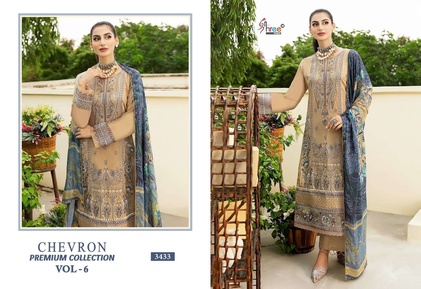 Shree Chevron Vol 6 Chiffon Dupatta Pakistani Suits wholesale catalog