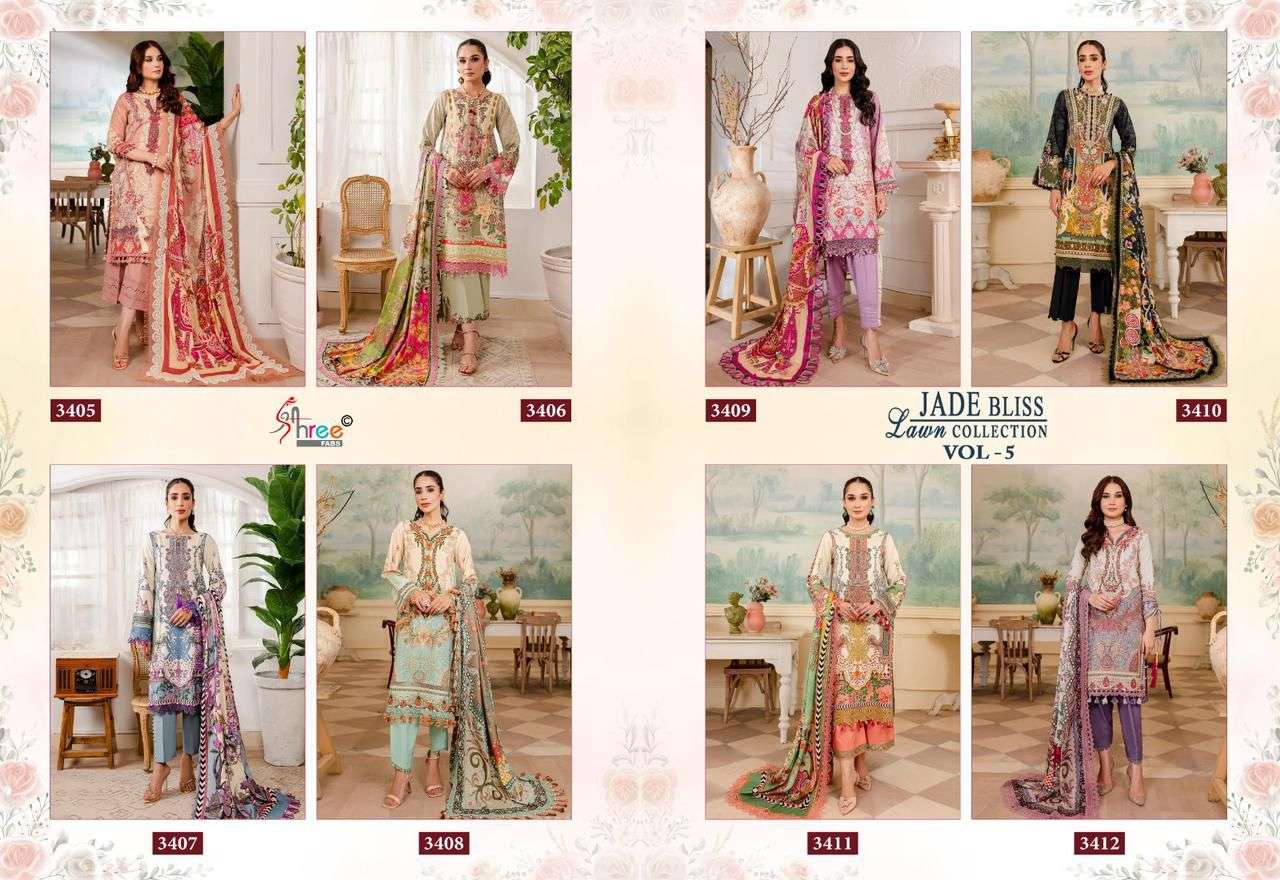 Shree Jade Bliss Vol 5 Cotton Dupatta Pakistani Suits Wholesale catalog