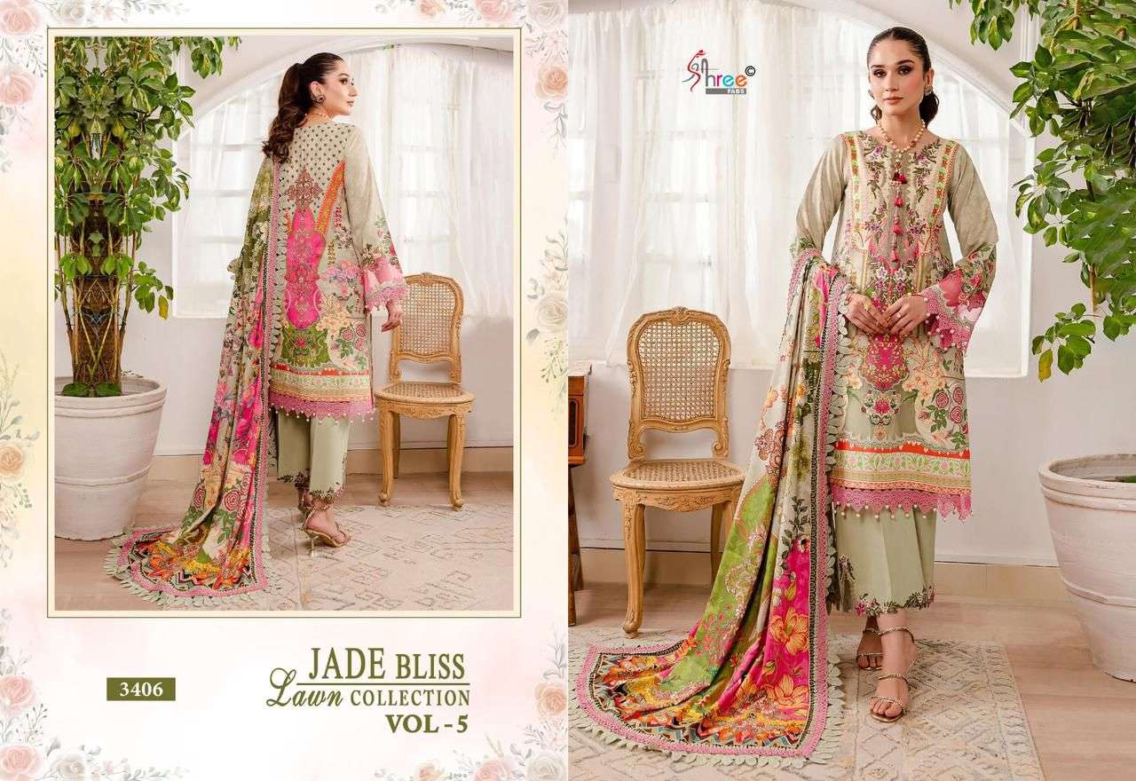 Shree Jade Bliss Vol 5 Cotton Dupatta Pakistani Suits Wholesale catalog