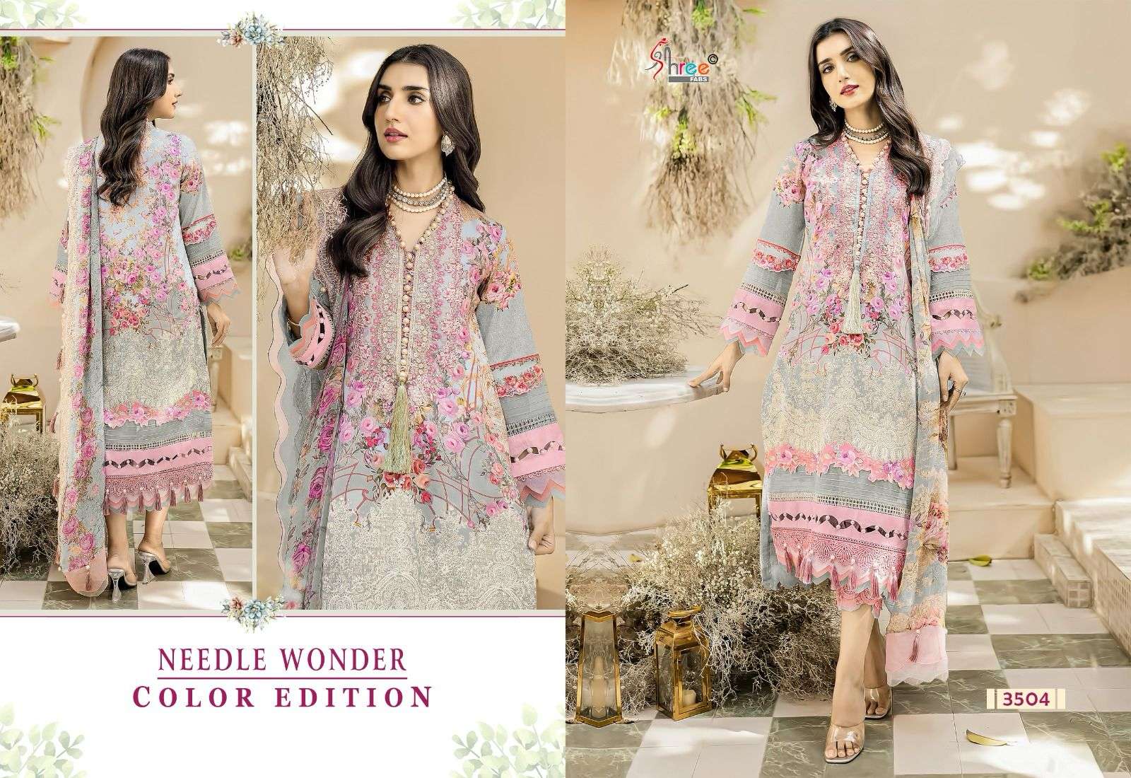 Shree Needle Wonder Color Edition Chiffon Dupatta Salwar Kameez Wholesale catalog